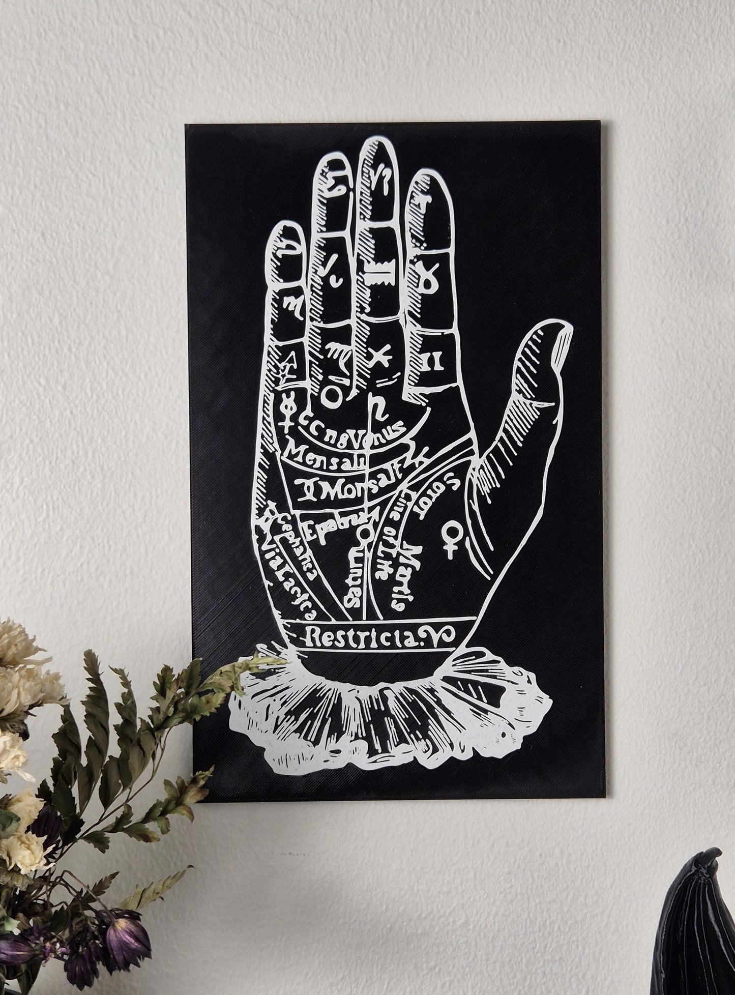 3D Print "Palmistry Chart"/ Witchy Wall Hangings, Occult Wall Art, Gothic Victorian Wall Art, Gift for Witch, Gift for Goth