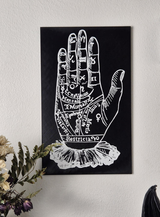 3D Print "Palmistry Chart"/ Witchy Wall Hangings, Occult Wall Art, Gothic Victorian Wall Art, Gift for Witch, Gift for Goth