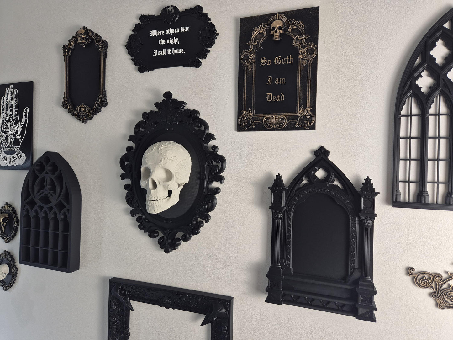 Gothic Skull Wall Plaque "So Goth I am Dead", Gothic Victorian Wall Art, Gothic Gallery Wall, Gothic Wall, 3D-PRINTED