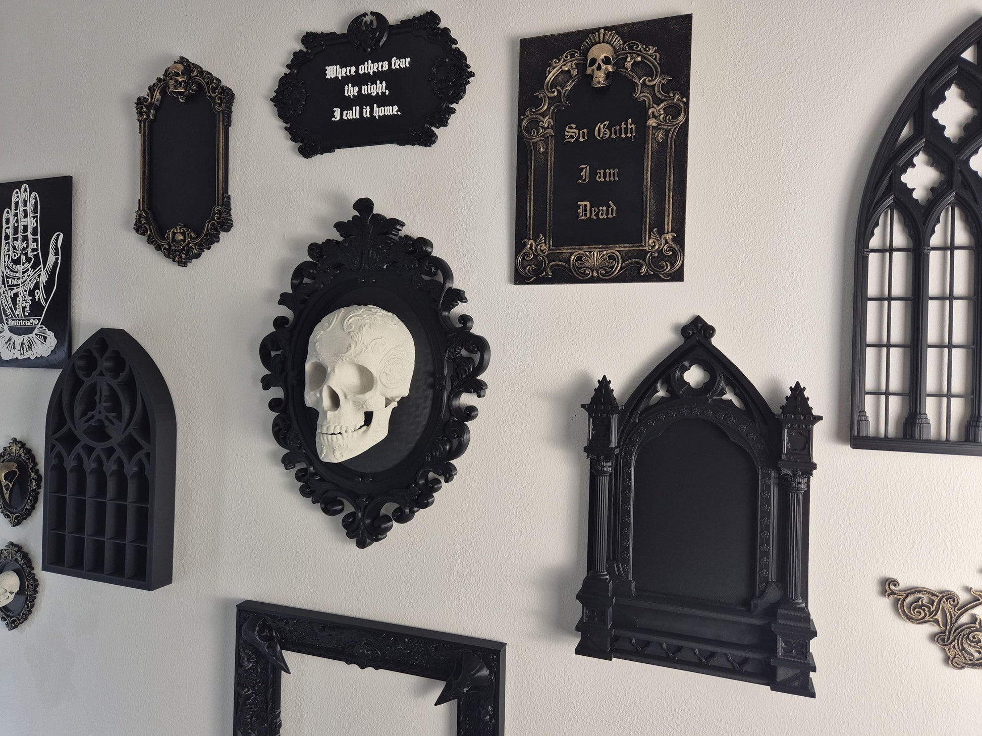 Gothic Skull Wall Plaque "So Goth I am Dead", Gothic Victorian Wall Art, Gothic Gallery Wall, Gothic Wall, 3D-PRINTED