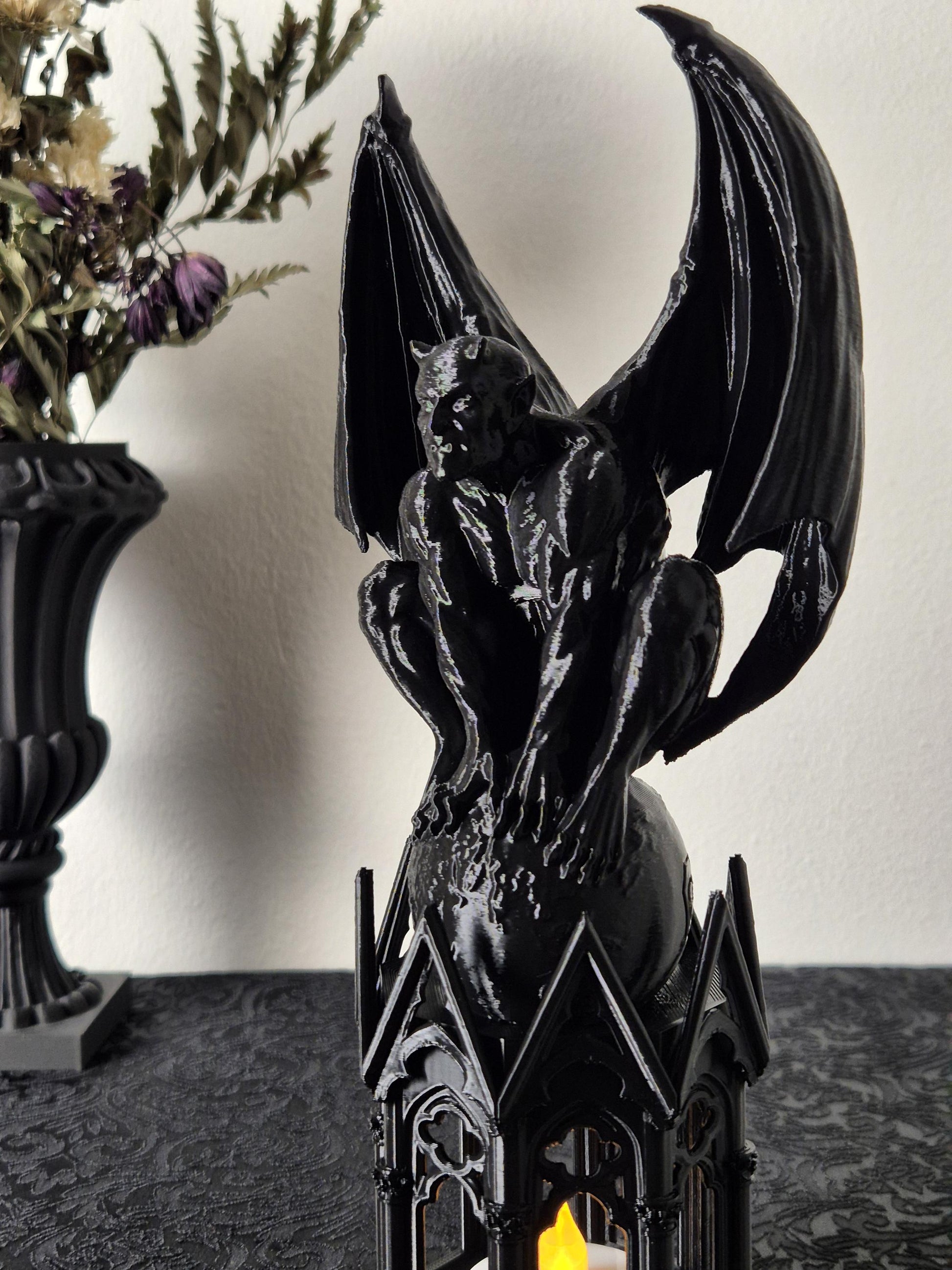 Gothic Tealight Holder Cathedral Gargoyle, Gargoyle Statue, Demon Sculpture, Devil Statue, Gift for Goth, Vampire Decor, 3D-PRINTED