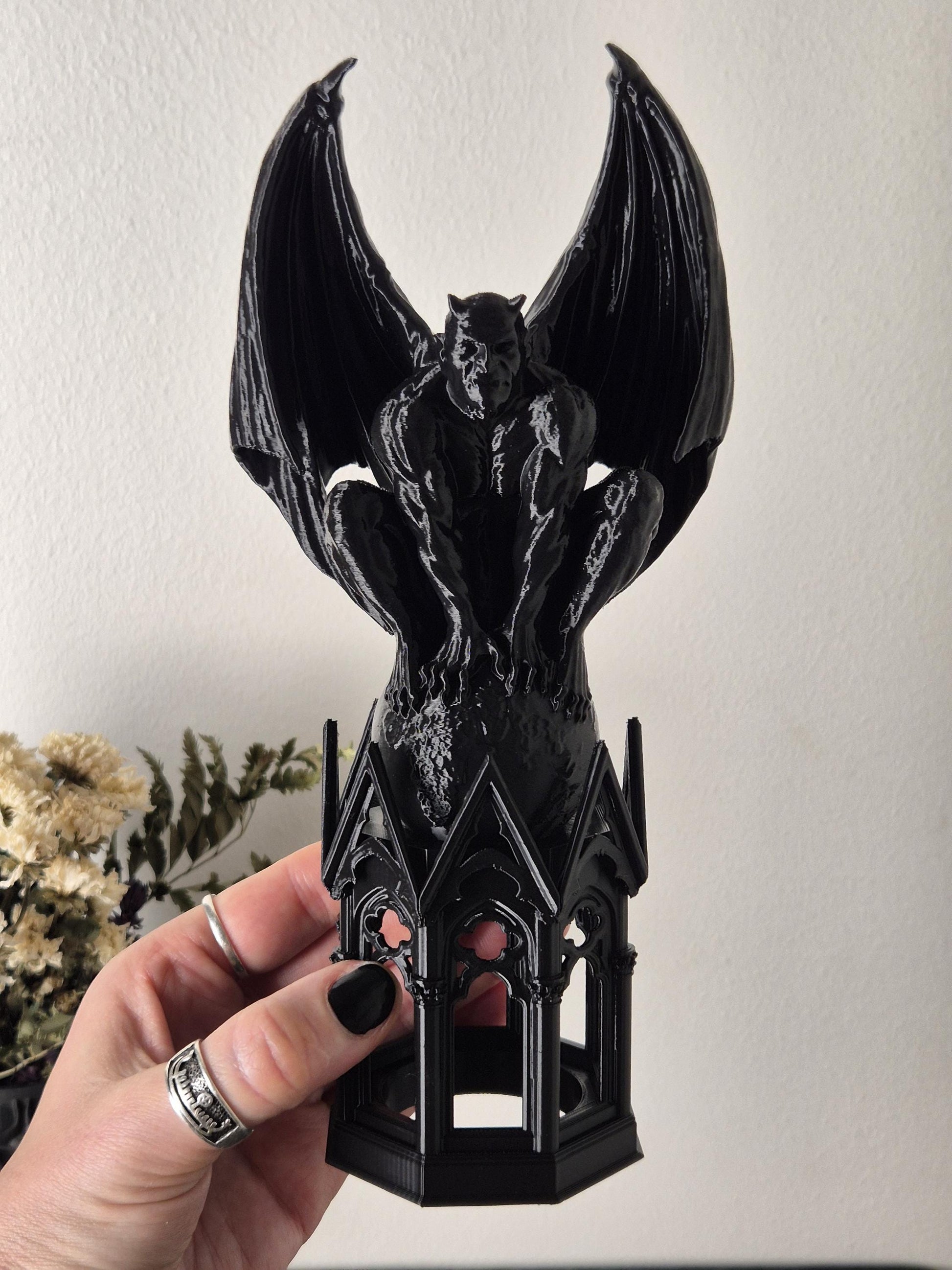 Gothic Tealight Holder Cathedral Gargoyle, Gargoyle Statue, Demon Sculpture, Devil Statue, Gift for Goth, Vampire Decor, 3D-PRINTED