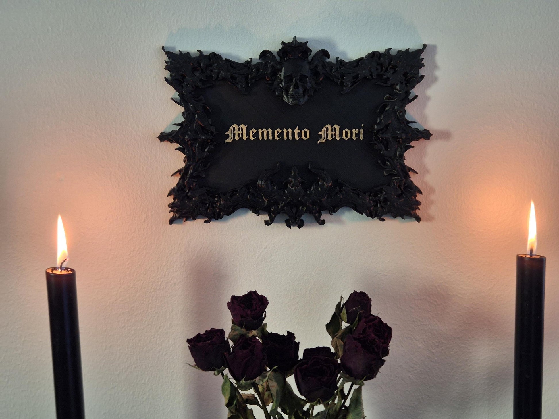 Gothic Wall Sign "Memento Mori", Wall Plaque, Gothic Wall Art, Gothic Gallery Wall, Wall Hanging, Gothic Wall, 3D-PRINTED