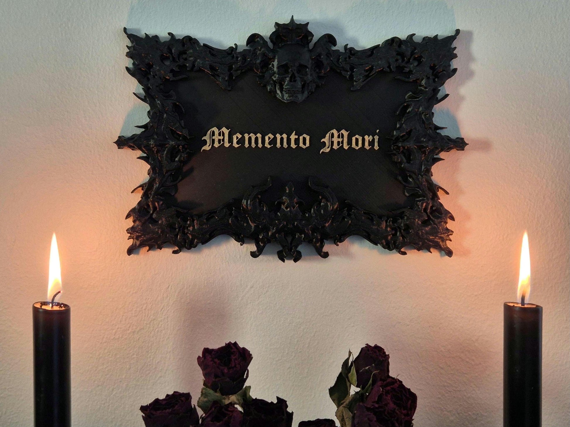 Gothic Wall Sign "Memento Mori", Wall Plaque, Gothic Wall Art, Gothic Gallery Wall, Wall Hanging, Gothic Wall, 3D-PRINTED
