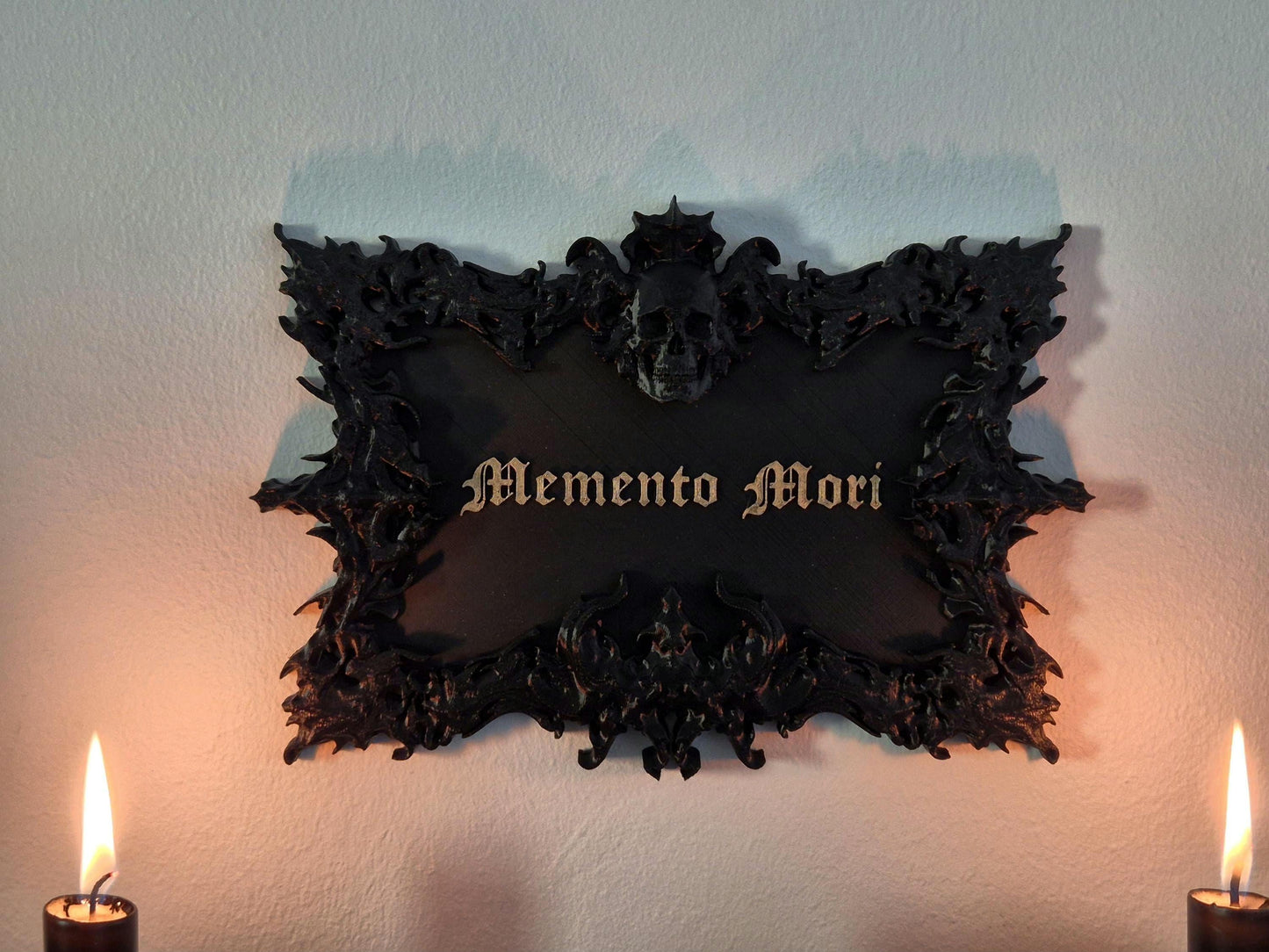 Gothic Wall Sign "Memento Mori", Wall Plaque, Gothic Wall Art, Gothic Gallery Wall, Wall Hanging, Gothic Wall, 3D-PRINTED