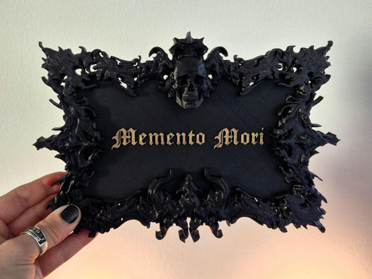 Gothic Wall Sign "Memento Mori", Wall Plaque, Gothic Wall Art, Gothic Gallery Wall, Wall Hanging, Gothic Wall, 3D-PRINTED
