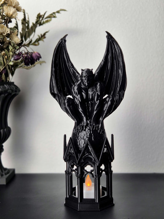 Gothic Tealight Holder Cathedral Gargoyle, Gargoyle Statue, Demon Sculpture, Devil Statue, Gift for Goth, Vampire Decor, 3D-PRINTED