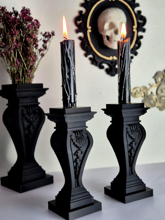 Gothic Candle Holder, 3D Printed Decor, Dark Victorian Home Accent, Witchy Candle Stand, Nocturne’s Embrace