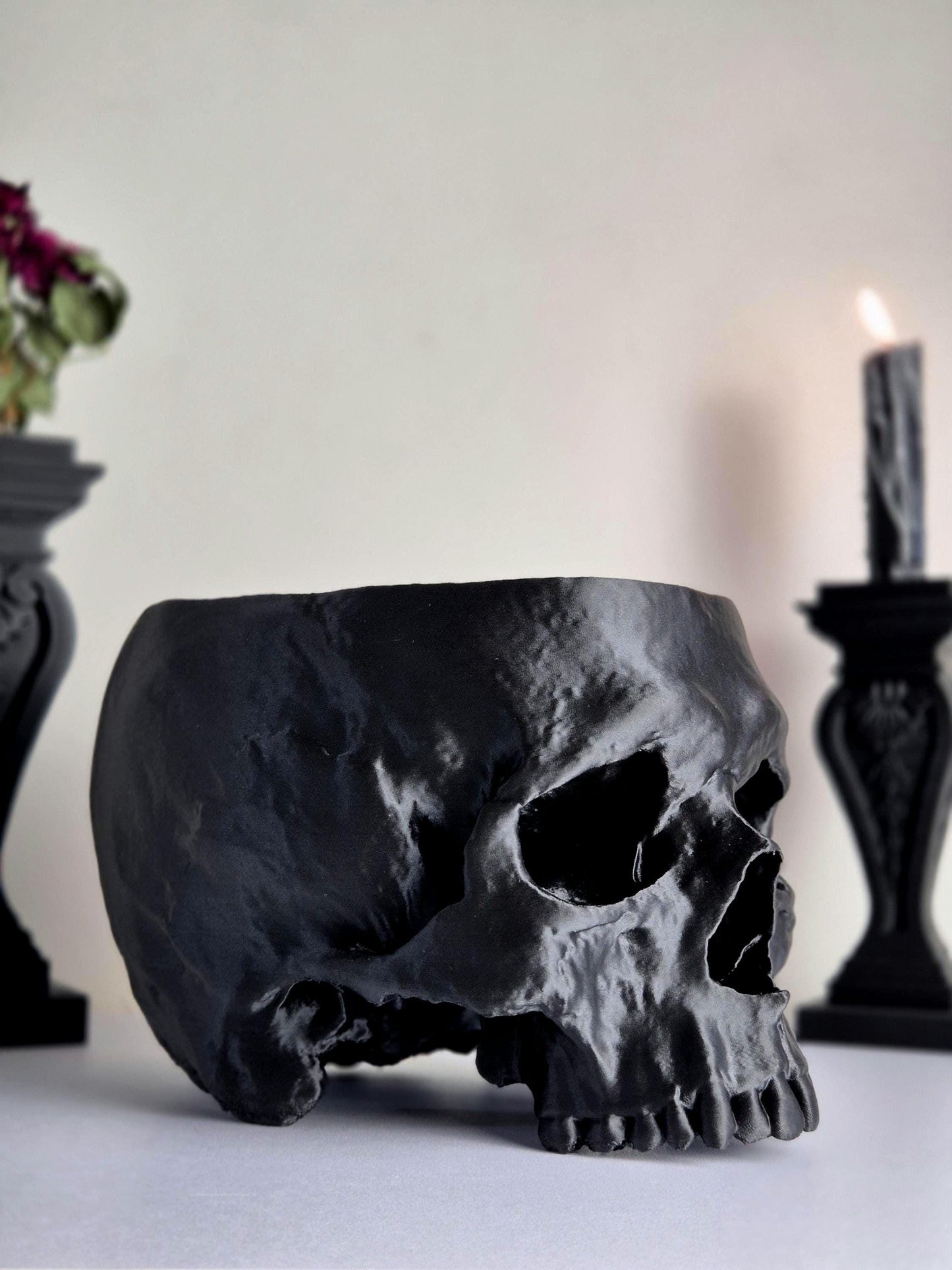 Human Skull Plant Pot – Gothic Skull Vase, Skull Bowl for Dried Flowers, Halloween Decor, Macabre Storage Container, Oddities Gift, 3D-PRINT