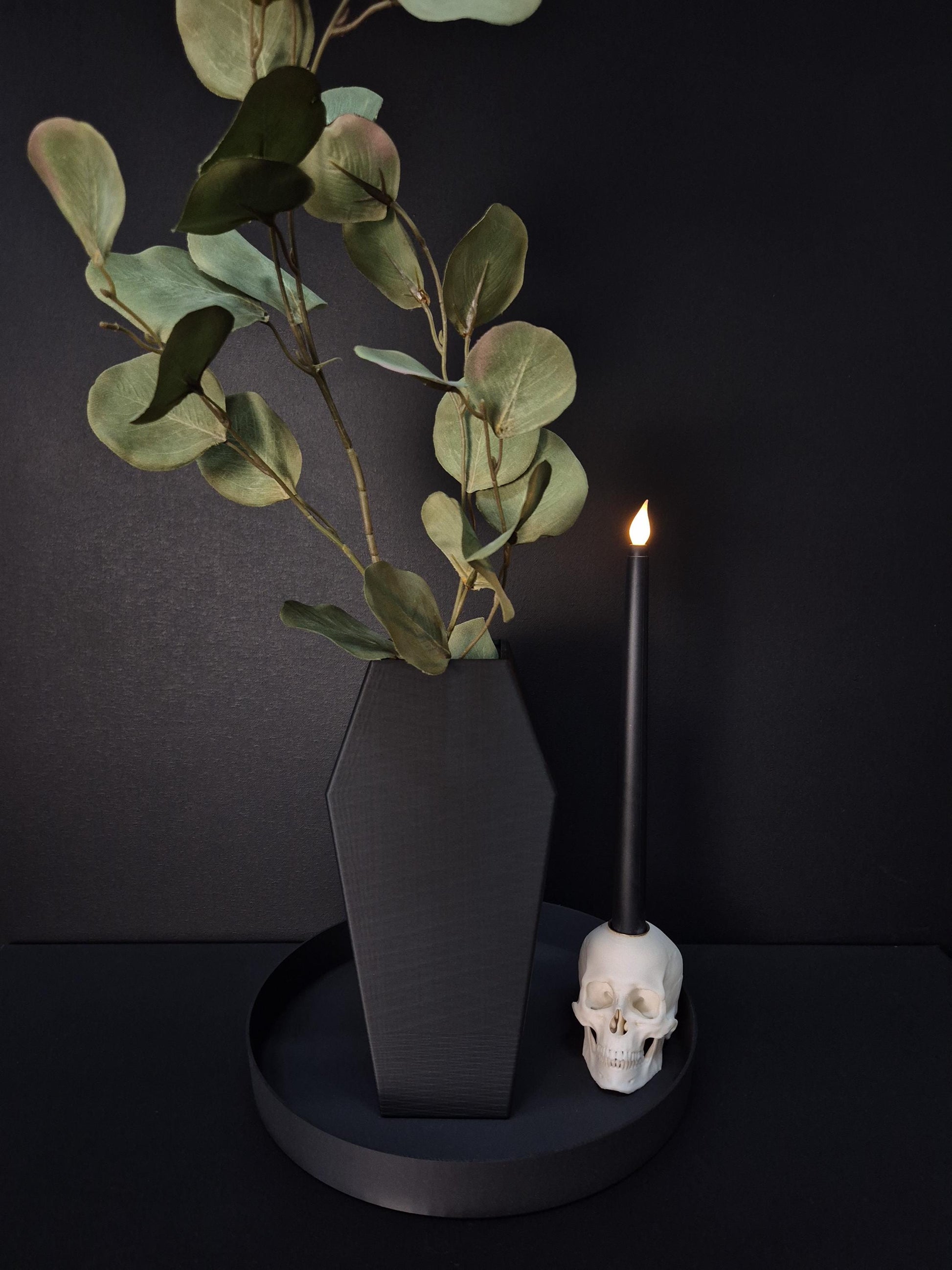Coffin Vase for Dried Flowers – Gothic Black Vase, 3D Printed Witchy Home Decor, Halloween Centerpiece, Alternative Gothic Gift