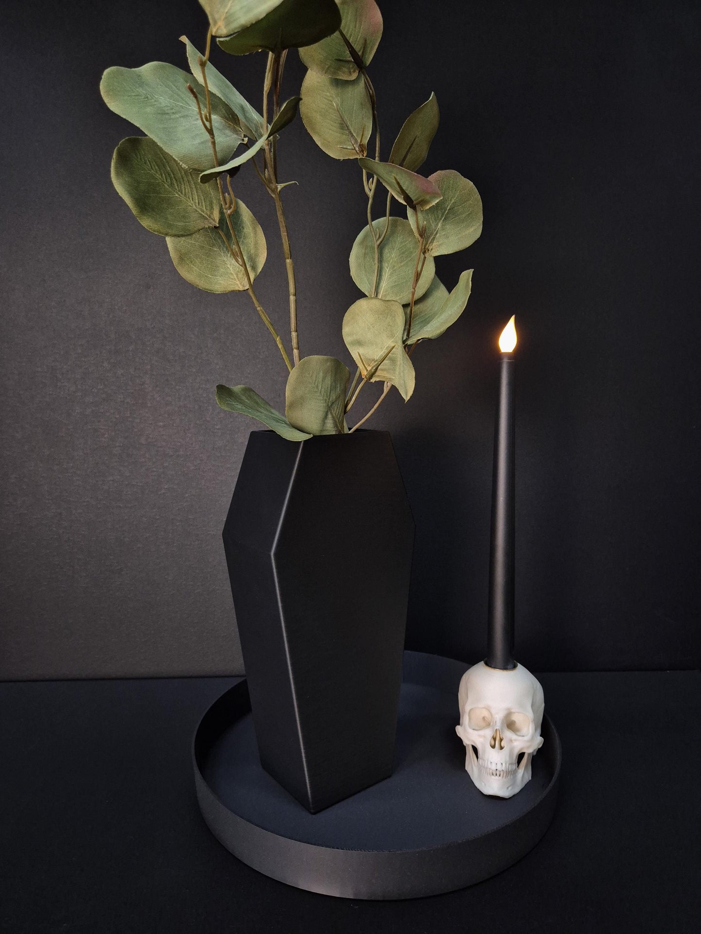 Coffin Vase for Dried Flowers – Gothic Black Vase, 3D Printed Witchy Home Decor, Halloween Centerpiece, Alternative Gothic Gift
