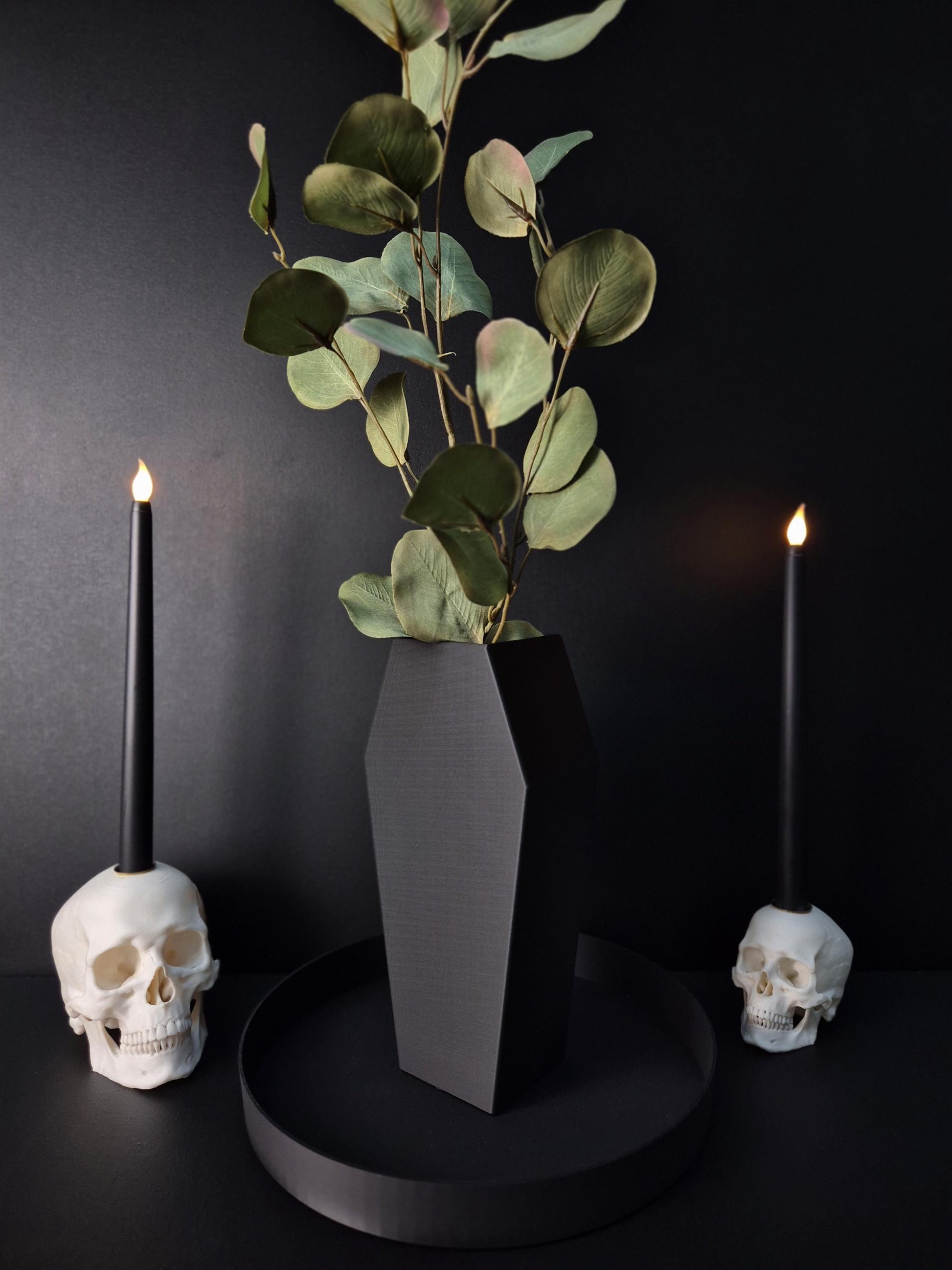 Coffin Vase for Dried Flowers – Gothic Black Vase, 3D Printed Witchy Home Decor, Halloween Centerpiece, Alternative Gothic Gift
