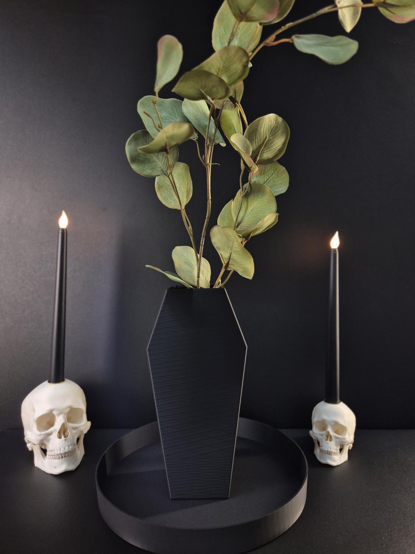 Coffin Vase for Dried Flowers – Gothic Black Vase, 3D Printed Witchy Home Decor, Halloween Centerpiece, Alternative Gothic Gift