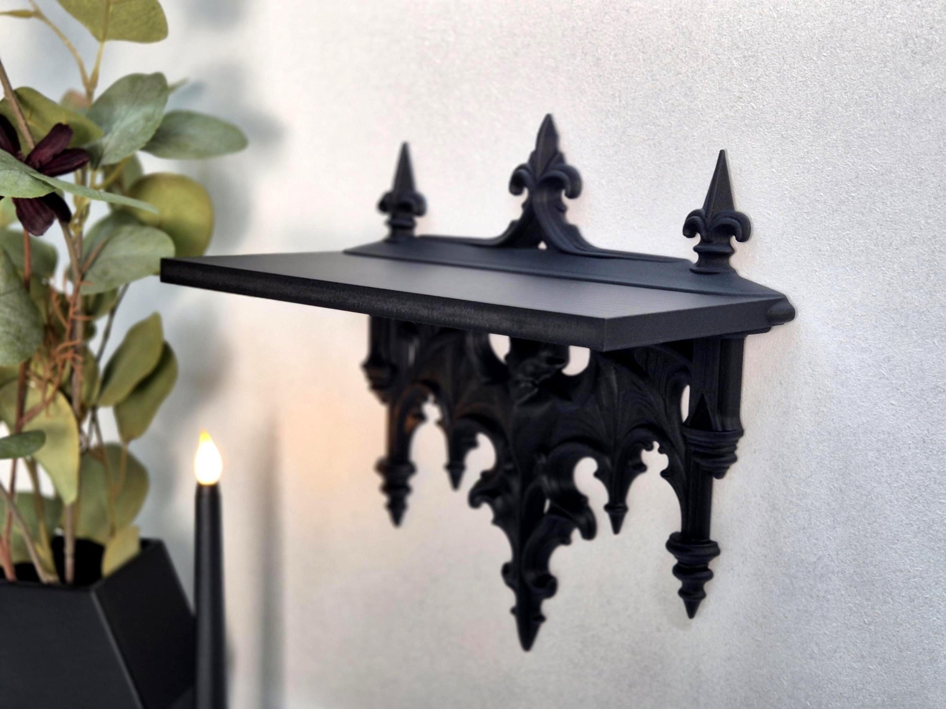 Gothic Bat Wall Shelf – Victorian Decor for Crystals, Candles & Oddities | Dark Academia Home Altar Shelf | Vampire Home Decor|Gift for Goth