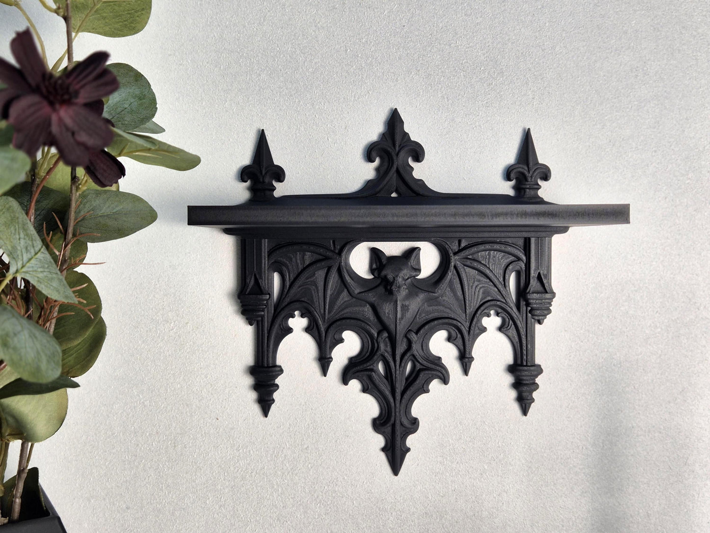 Gothic Bat Wall Shelf – Victorian Decor for Crystals, Candles & Oddities | Dark Academia Home Altar Shelf | Vampire Home Decor|Gift for Goth
