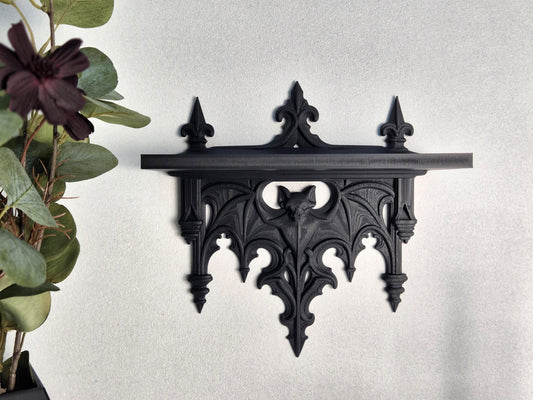 Gothic Bat Wall Shelf – Victorian Decor for Crystals, Candles & Oddities | Dark Academia Home Altar Shelf | Vampire Home Decor|Gift for Goth
