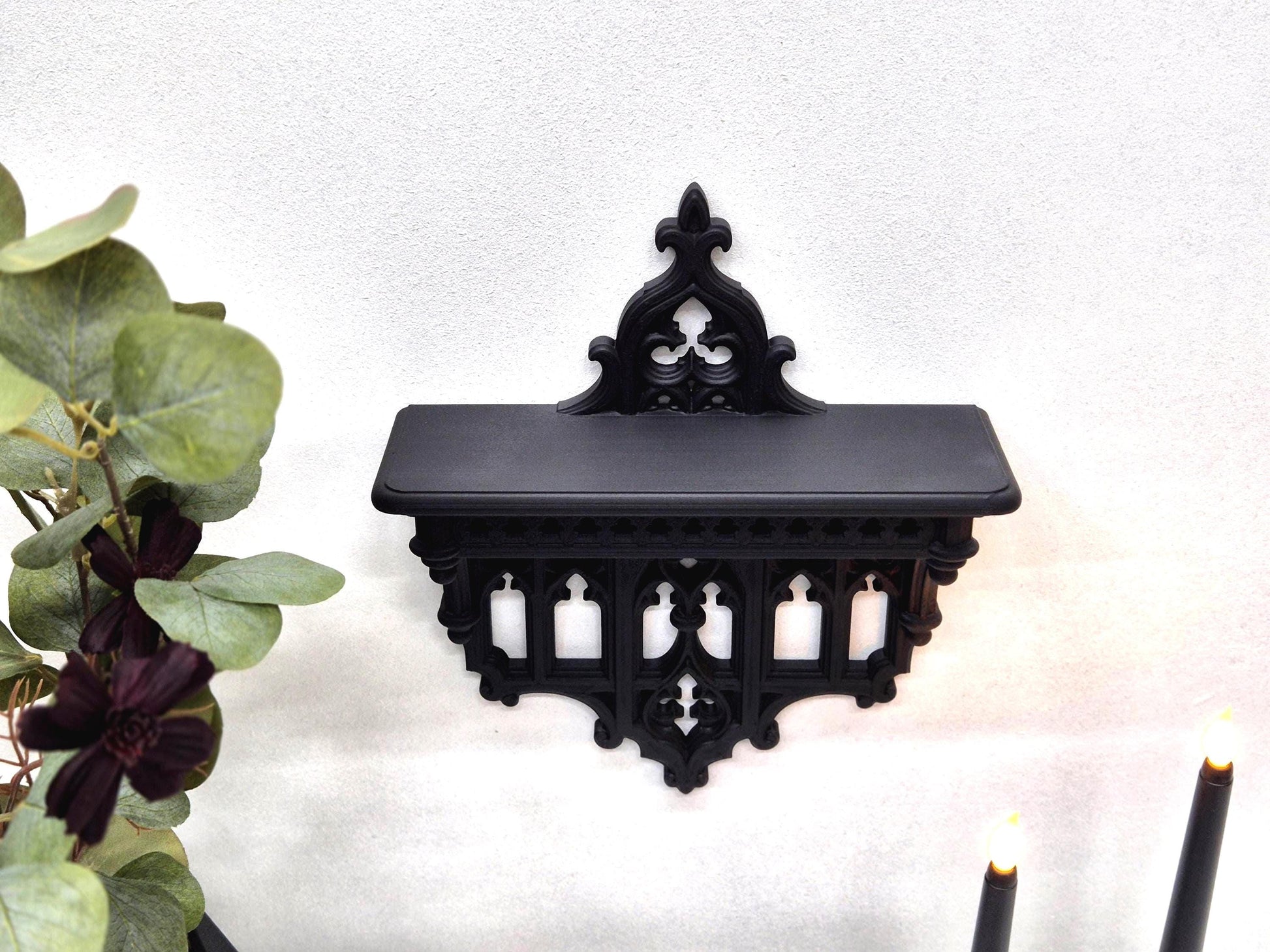 Elegant Victorian Wall Shelf – 3D Printed Gothic Decor, Gothic Decor for Crystals orJewelry, Candle Holder,Dark Academia Shelf,Gift for Goth