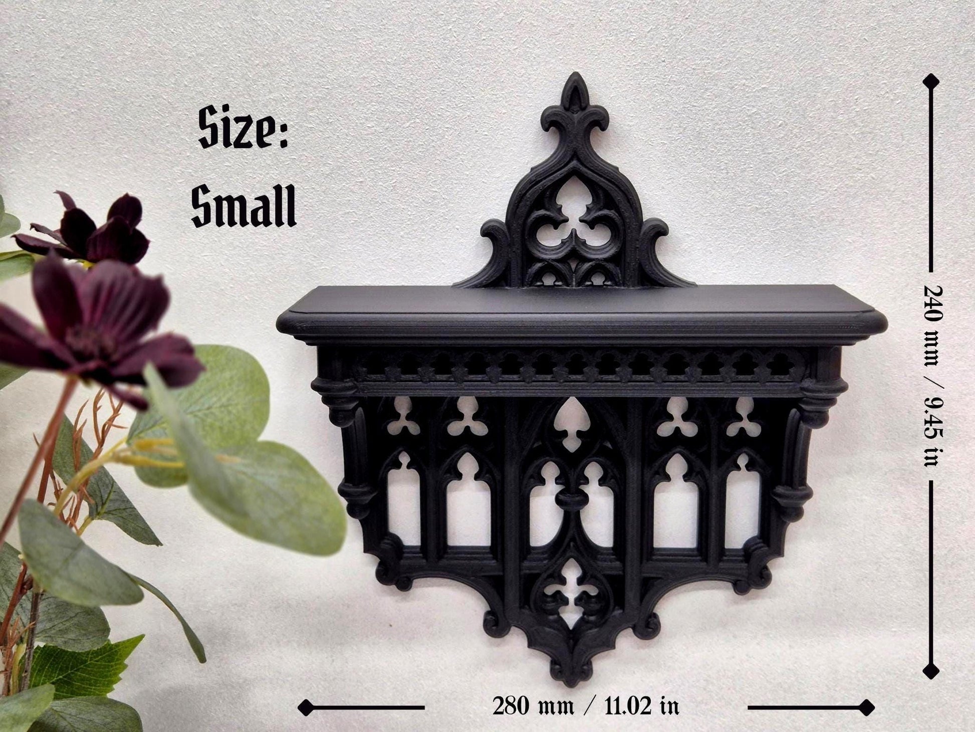 Elegant Victorian Wall Shelf – 3D Printed Gothic Decor, Gothic Decor for Crystals orJewelry, Candle Holder,Dark Academia Shelf,Gift for Goth