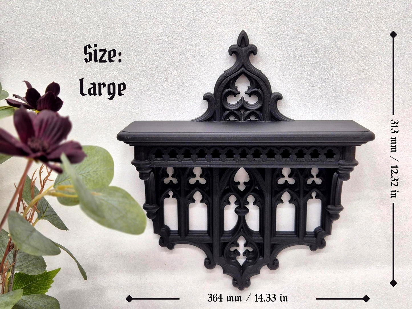 Elegant Victorian Wall Shelf – 3D Printed Gothic Decor, Gothic Decor for Crystals orJewelry, Candle Holder,Dark Academia Shelf,Gift for Goth
