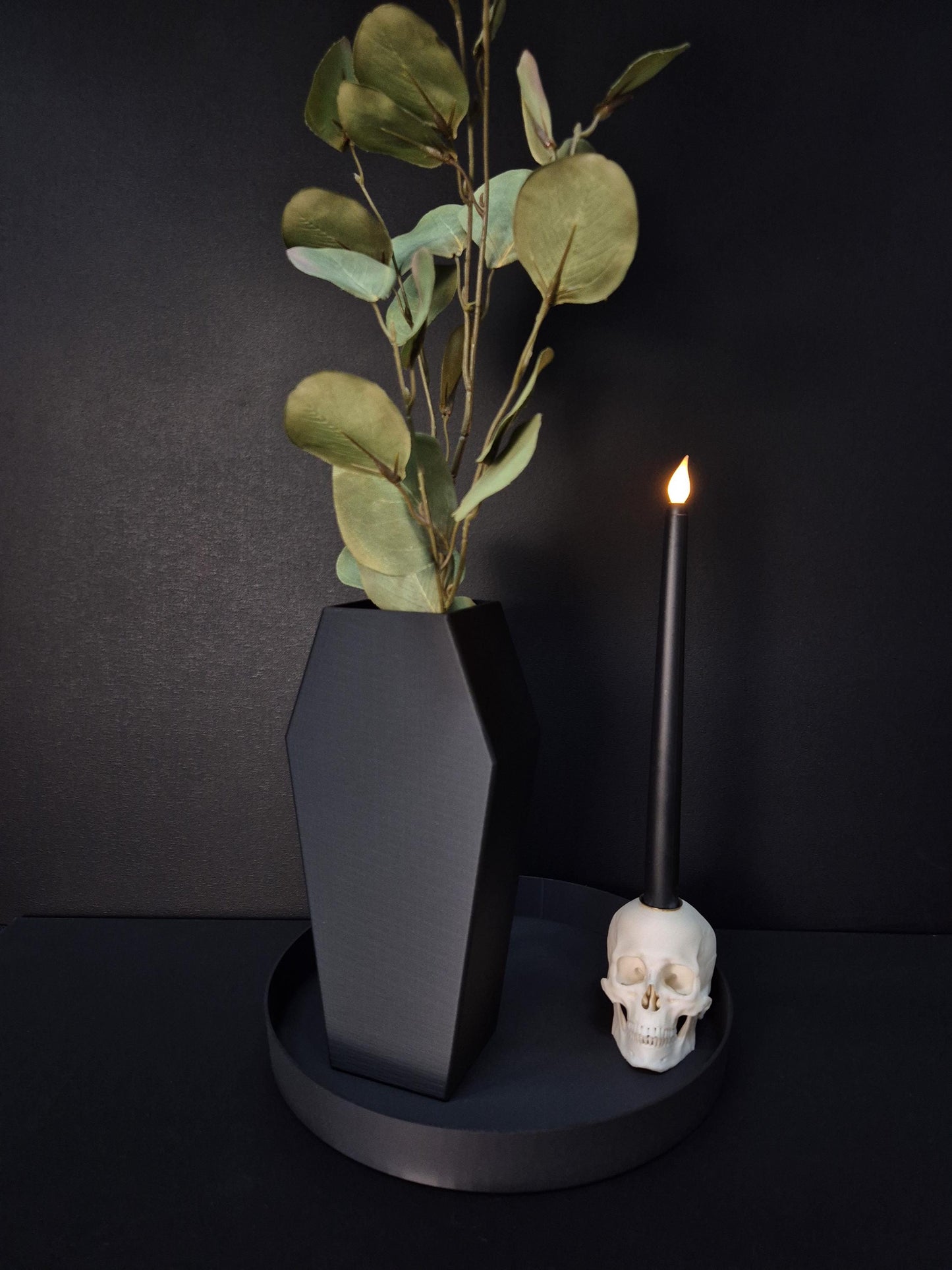 Coffin Vase for Dried Flowers – Gothic Black Vase, 3D Printed Witchy Home Decor, Halloween Centerpiece, Alternative Gothic Gift