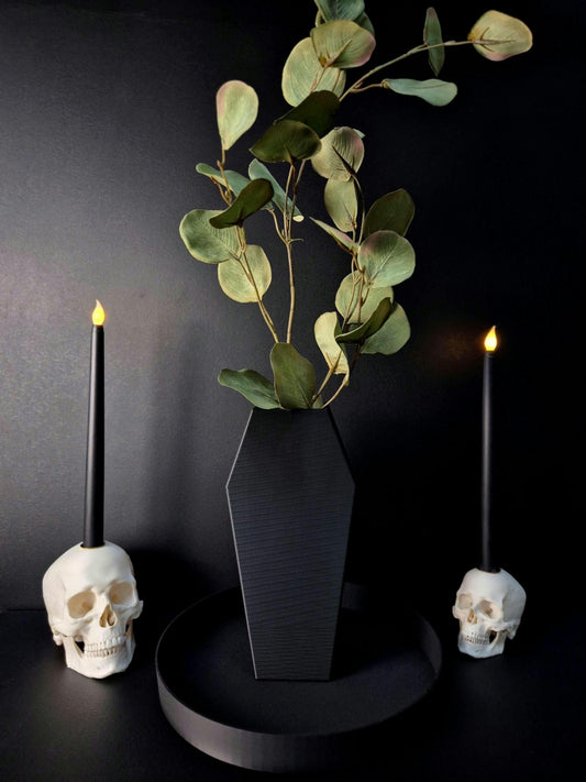 Coffin Vase for Dried Flowers – Gothic Black Vase, 3D Printed Witchy Home Decor, Halloween Centerpiece, Alternative Gothic Gift