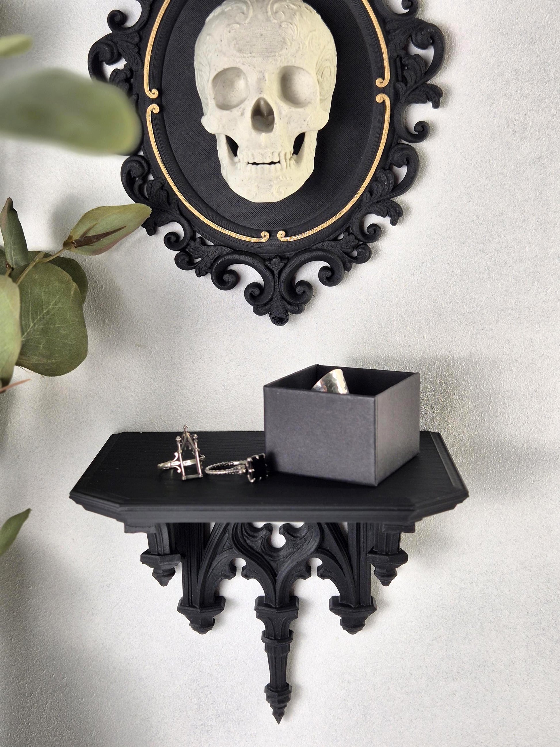 Gothic Cathedral Arch Wall Shelf – 3D Printed Gothic Decor, Shelf for Crystals or Jewelry, Candle Holder, Dark Academia Shelf, Gift for Goth