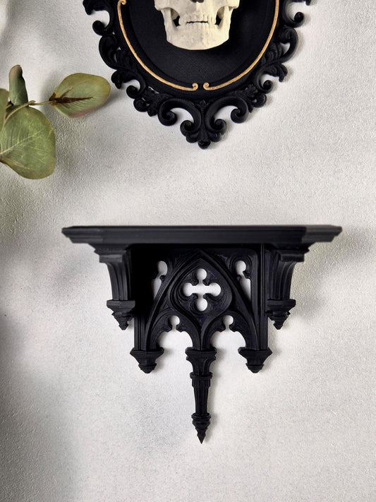 Gothic Cathedral Arch Wall Shelf – 3D Printed Gothic Decor, Shelf for Crystals or Jewelry, Candle Holder, Dark Academia Shelf, Gift for Goth