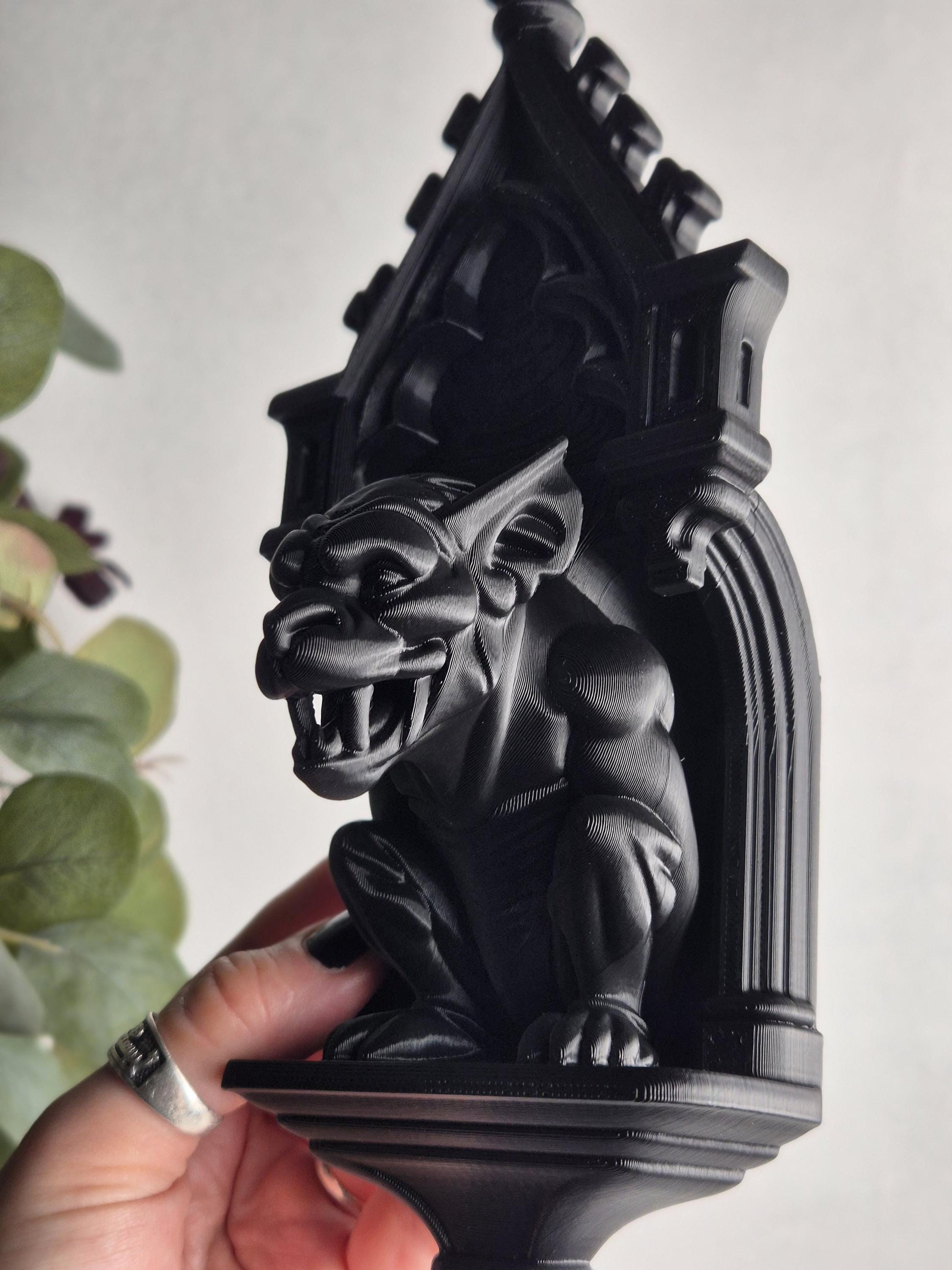 Gothic Gargoyle Wall Corbel – Medieval Chimera Bracket, 3D-Printed Gothic Sculpture, Medieval Wall Art, Gothic Wall Hanging, Gothic Gift