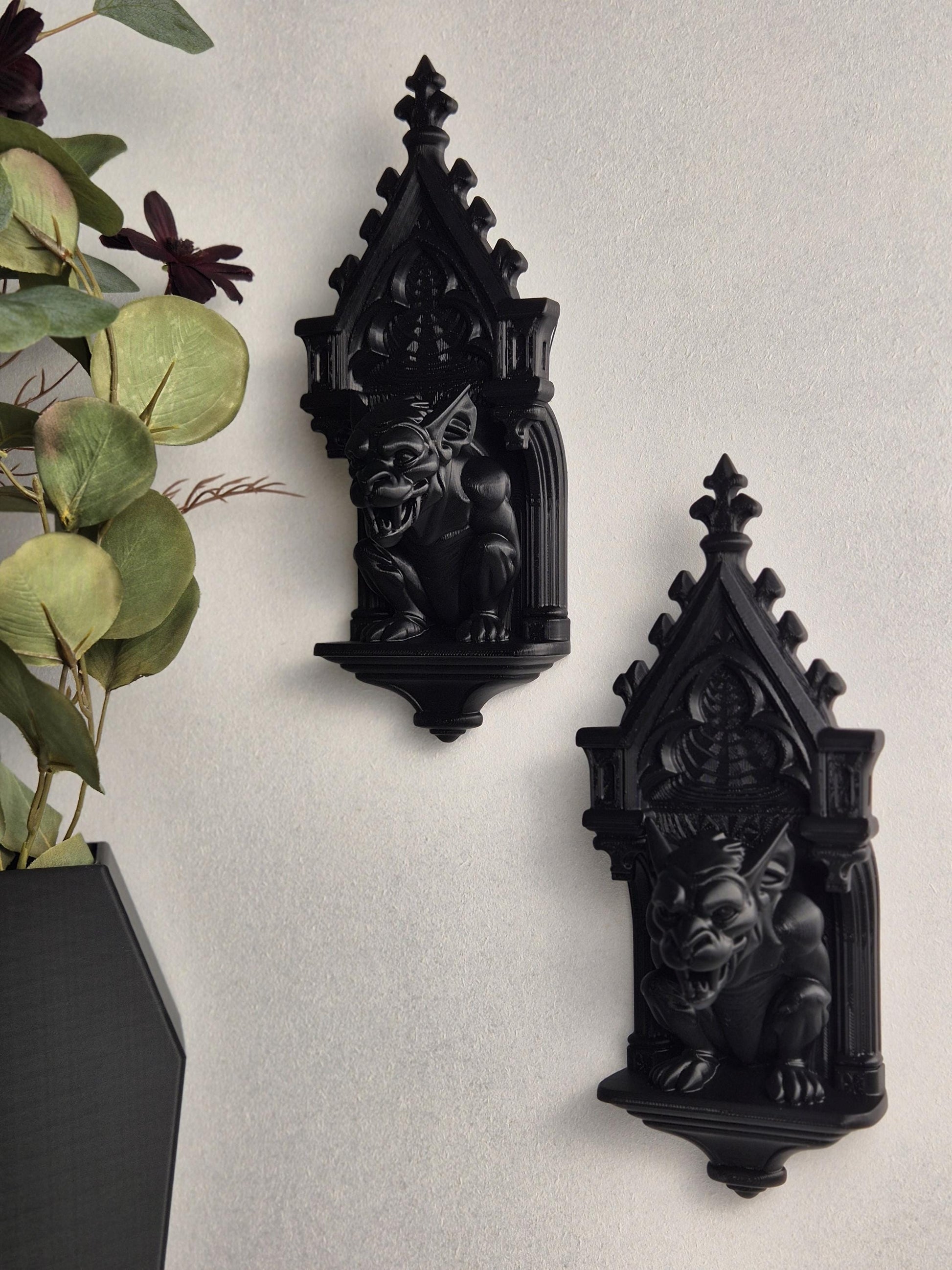 Gothic Gargoyle Wall Corbel – Medieval Chimera Bracket, 3D-Printed Gothic Sculpture, Medieval Wall Art, Gothic Wall Hanging, Gothic Gift