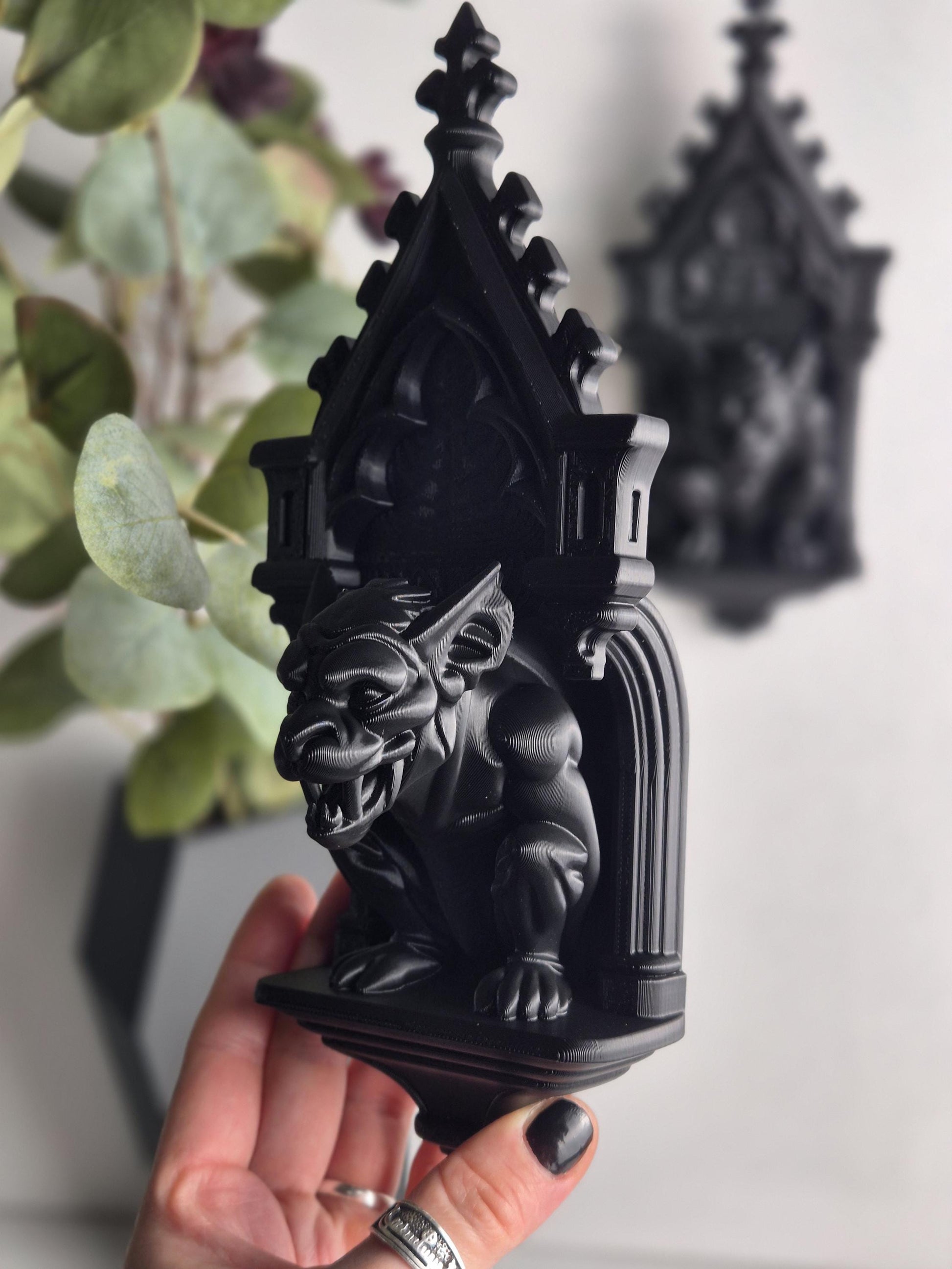 Gothic Gargoyle Wall Corbel – Medieval Chimera Bracket, 3D-Printed Gothic Sculpture, Medieval Wall Art, Gothic Wall Hanging, Gothic Gift