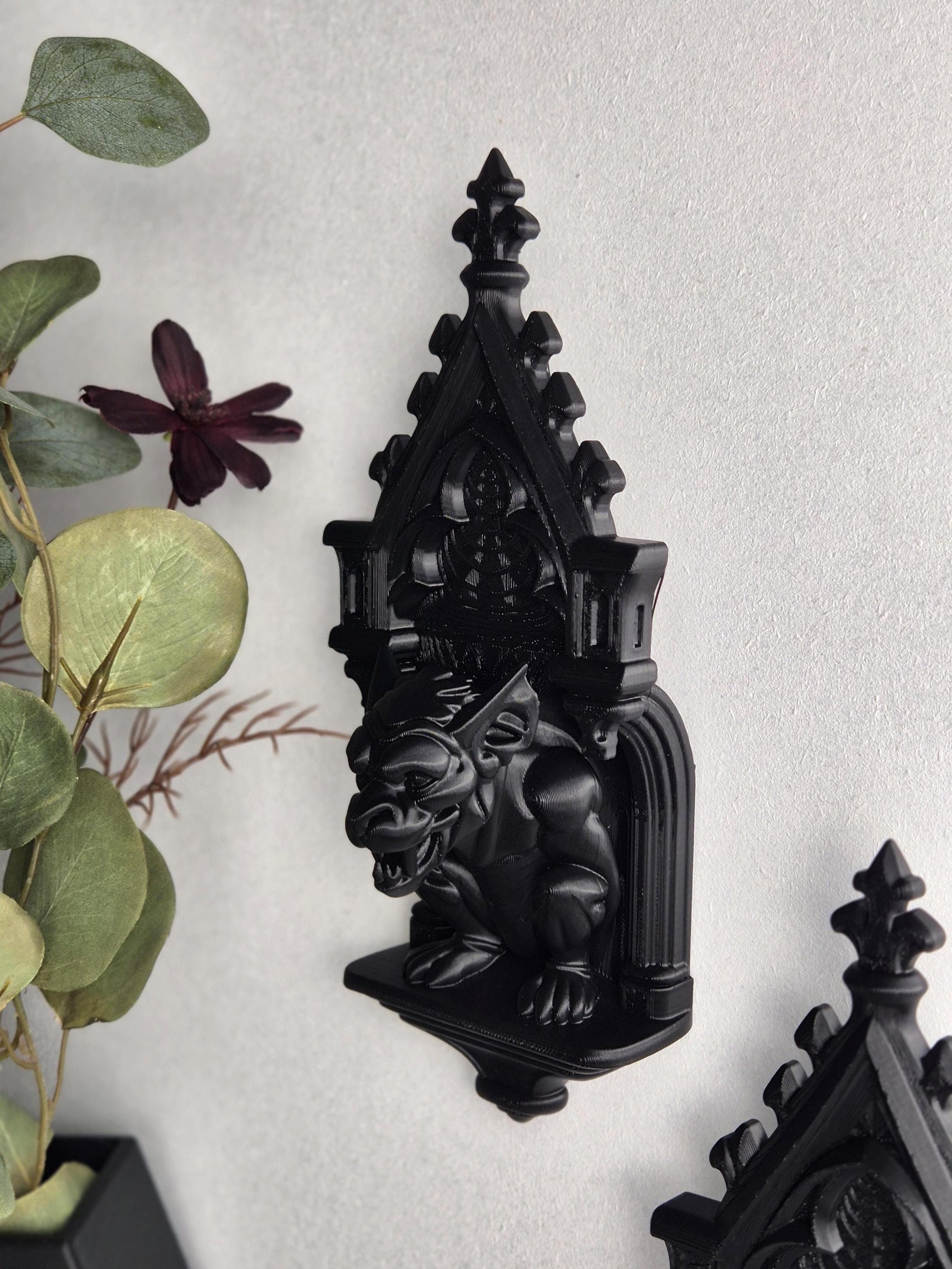 Gothic Gargoyle Wall Corbel – Medieval Chimera Bracket, 3D-Printed Gothic Sculpture, Medieval Wall Art, Gothic Wall Hanging, Gothic Gift