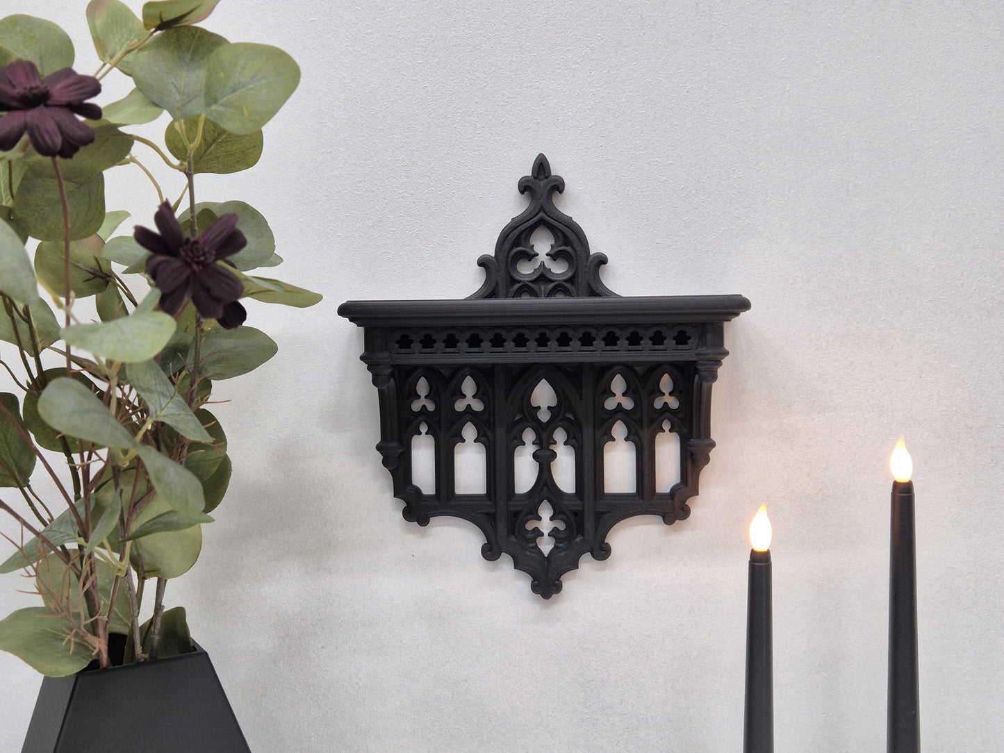 Elegant Victorian Wall Shelf – 3D Printed Gothic Decor, Gothic Decor for Crystals orJewelry, Candle Holder,Dark Academia Shelf,Gift for Goth