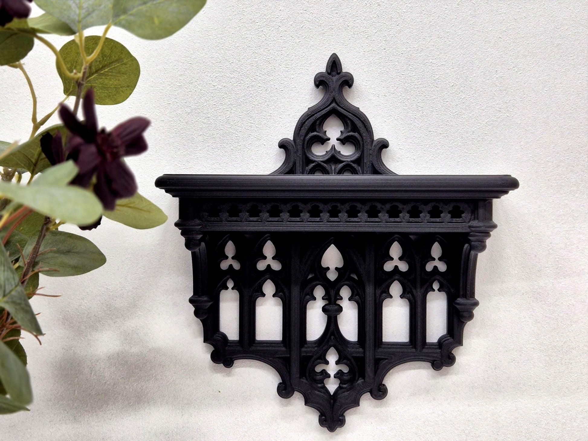 Elegant Victorian Wall Shelf – 3D Printed Gothic Decor, Gothic Decor for Crystals orJewelry, Candle Holder,Dark Academia Shelf,Gift for Goth