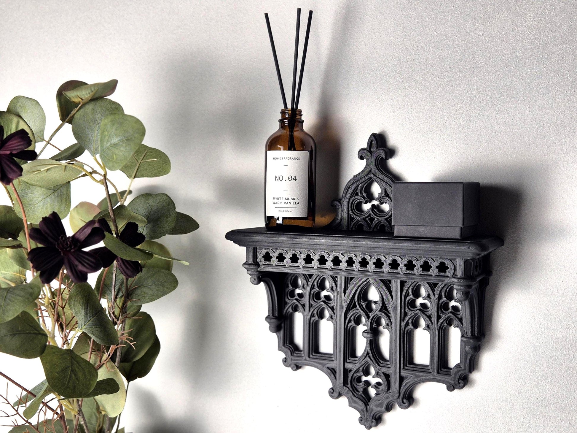 Elegant Victorian Wall Shelf – 3D Printed Gothic Decor, Gothic Decor for Crystals orJewelry, Candle Holder,Dark Academia Shelf,Gift for Goth