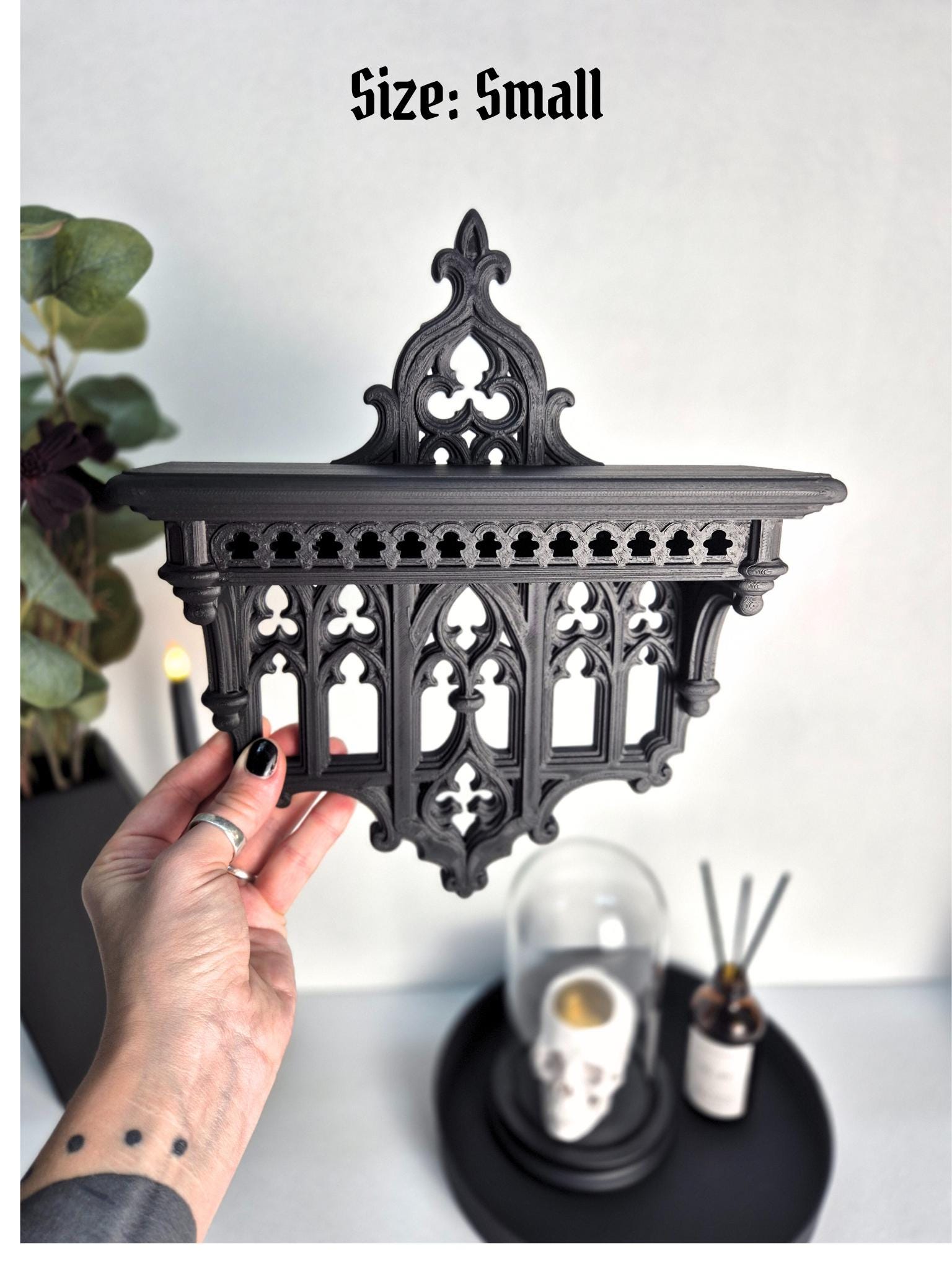 Elegant Victorian Wall Shelf – 3D Printed Gothic Decor, Gothic Decor for Crystals orJewelry, Candle Holder,Dark Academia Shelf,Gift for Goth