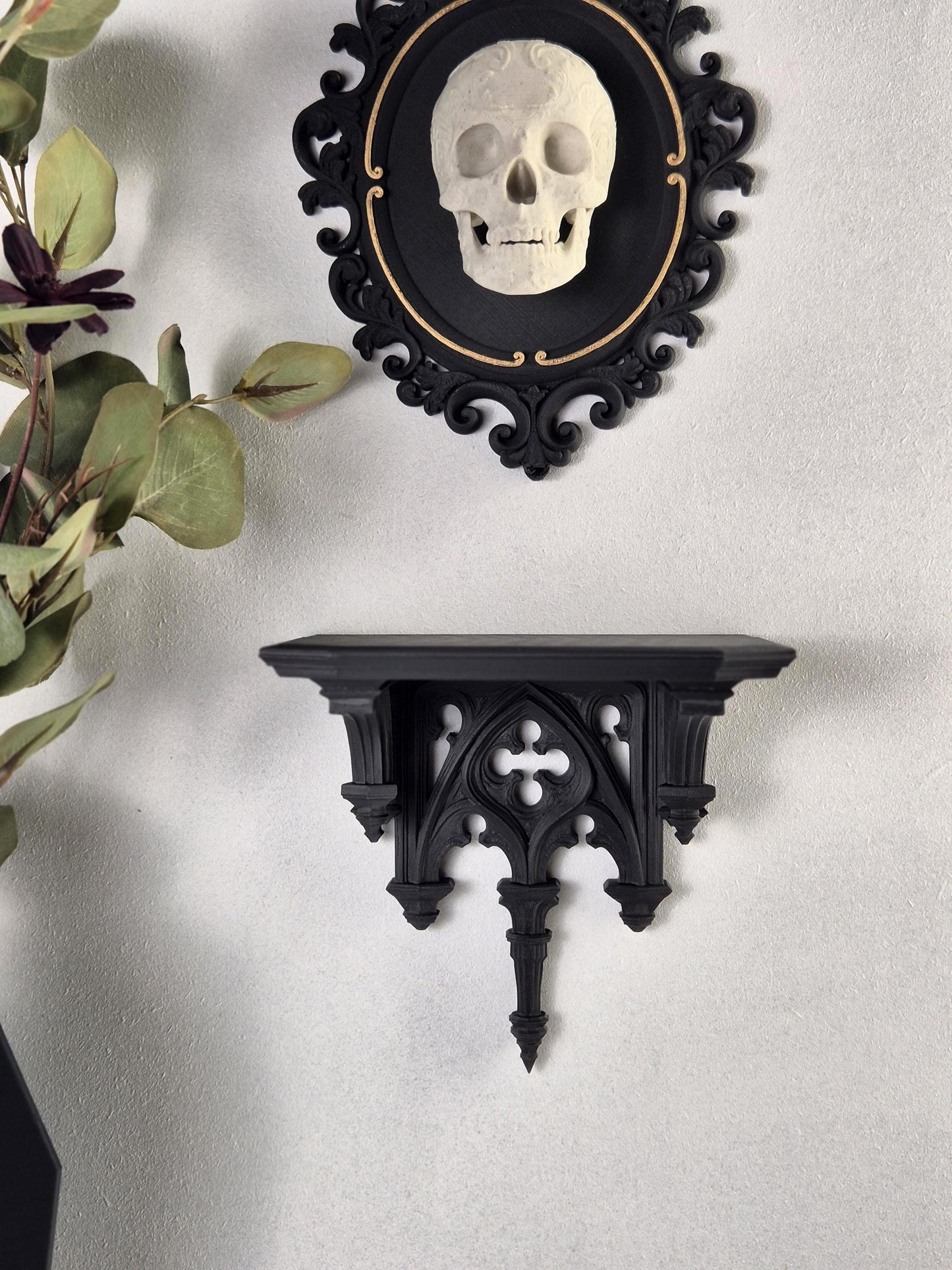 Gothic Cathedral Arch Wall Shelf – 3D Printed Gothic Decor, Shelf for Crystals or Jewelry, Candle Holder, Dark Academia Shelf, Gift for Goth