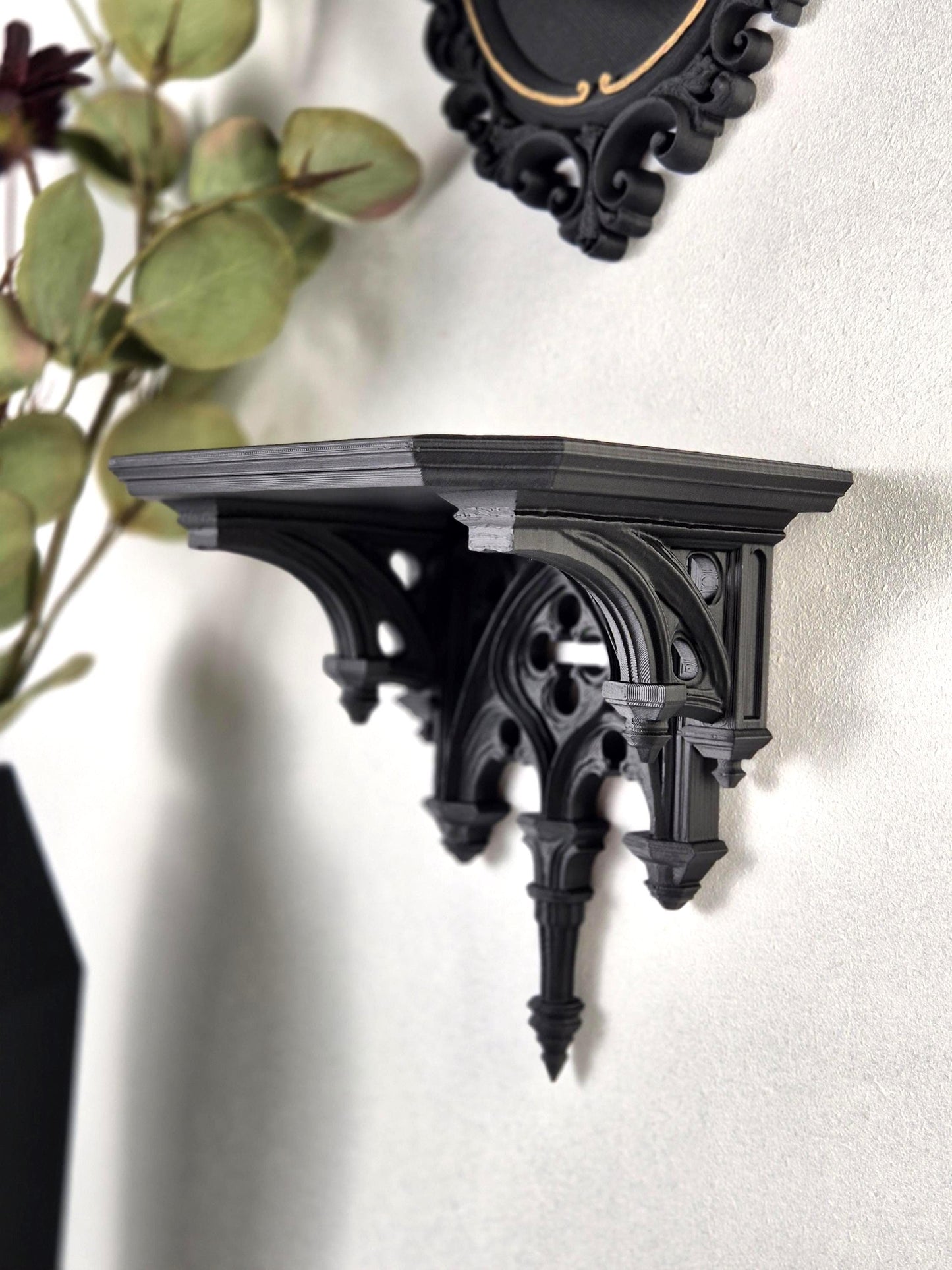 Gothic Cathedral Arch Wall Shelf – 3D Printed Gothic Decor, Shelf for Crystals or Jewelry, Candle Holder, Dark Academia Shelf, Gift for Goth
