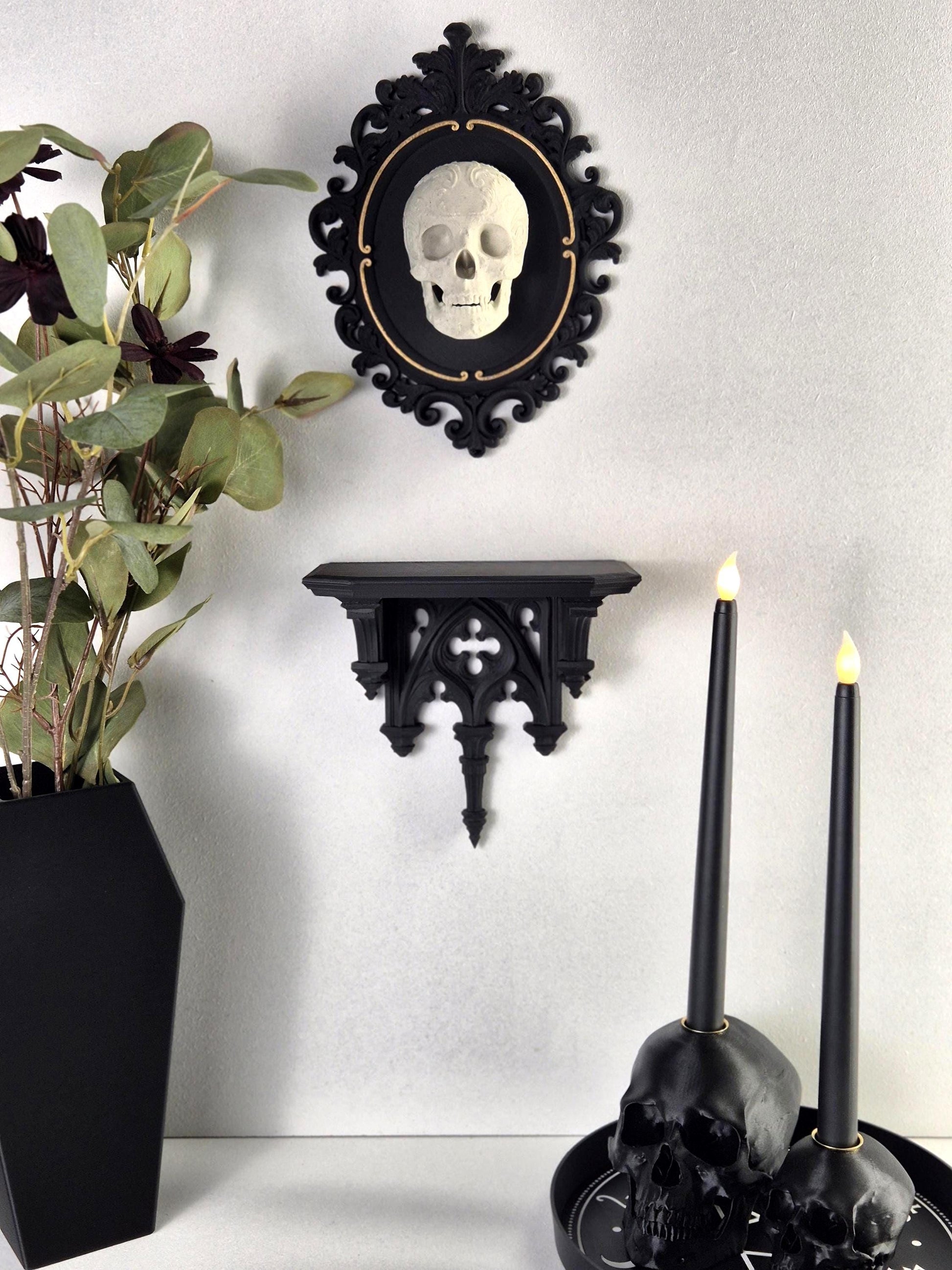 Gothic Cathedral Arch Wall Shelf – 3D Printed Gothic Decor, Shelf for Crystals or Jewelry, Candle Holder, Dark Academia Shelf, Gift for Goth