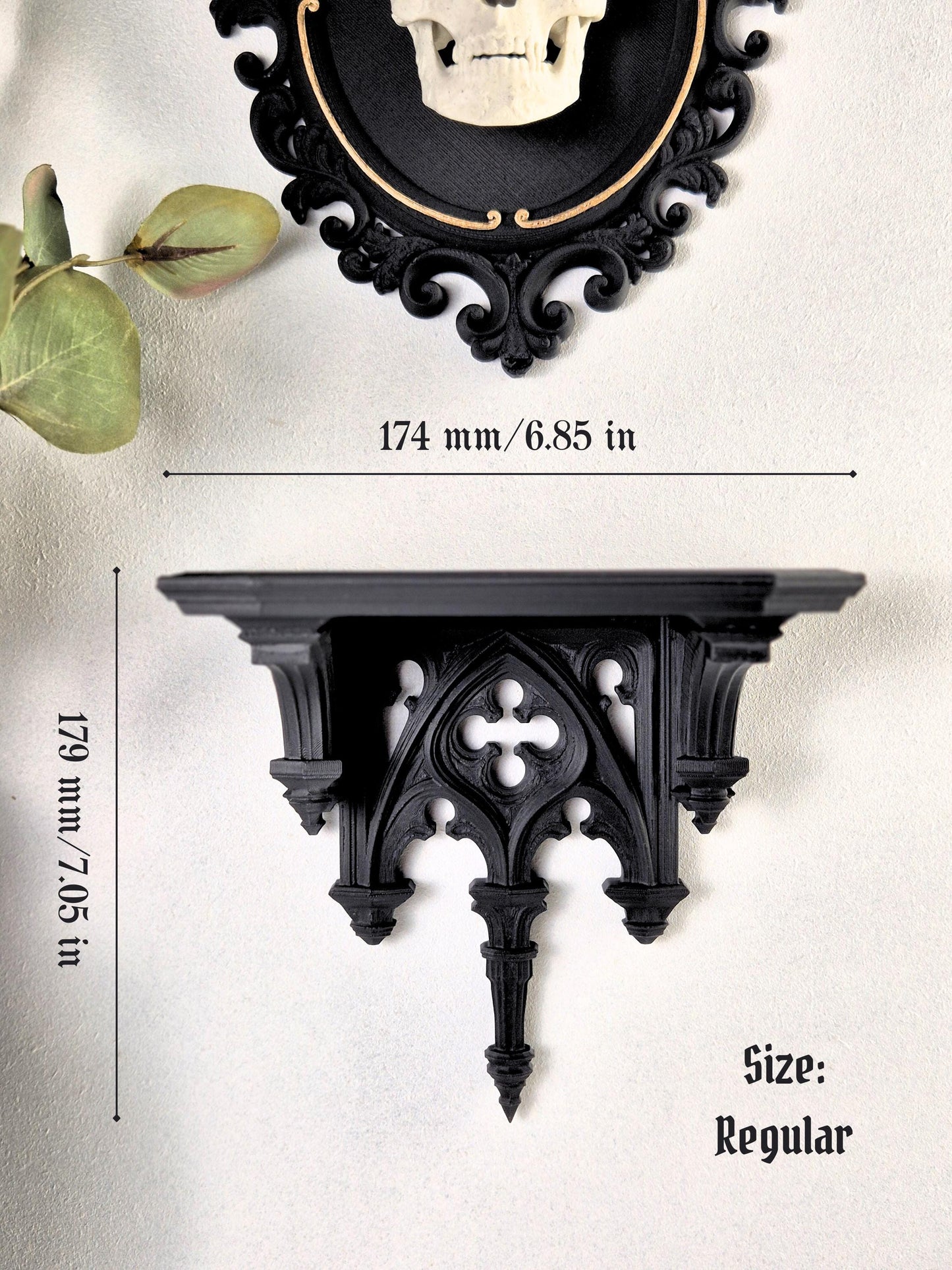 Gothic Cathedral Arch Wall Shelf – 3D Printed Gothic Decor, Shelf for Crystals or Jewelry, Candle Holder, Dark Academia Shelf, Gift for Goth