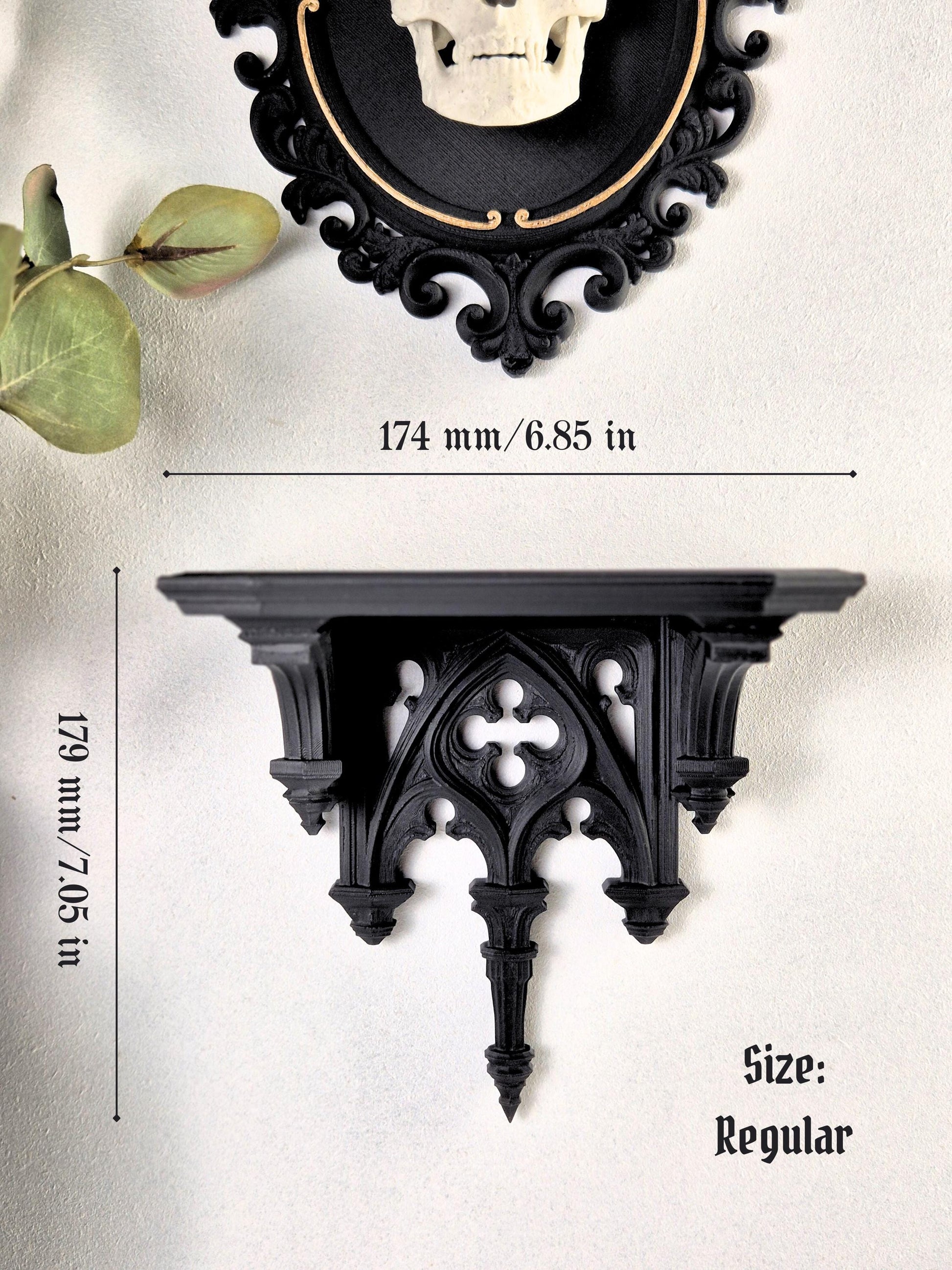 Gothic Cathedral Arch Wall Shelf – 3D Printed Gothic Decor, Shelf for Crystals or Jewelry, Candle Holder, Dark Academia Shelf, Gift for Goth