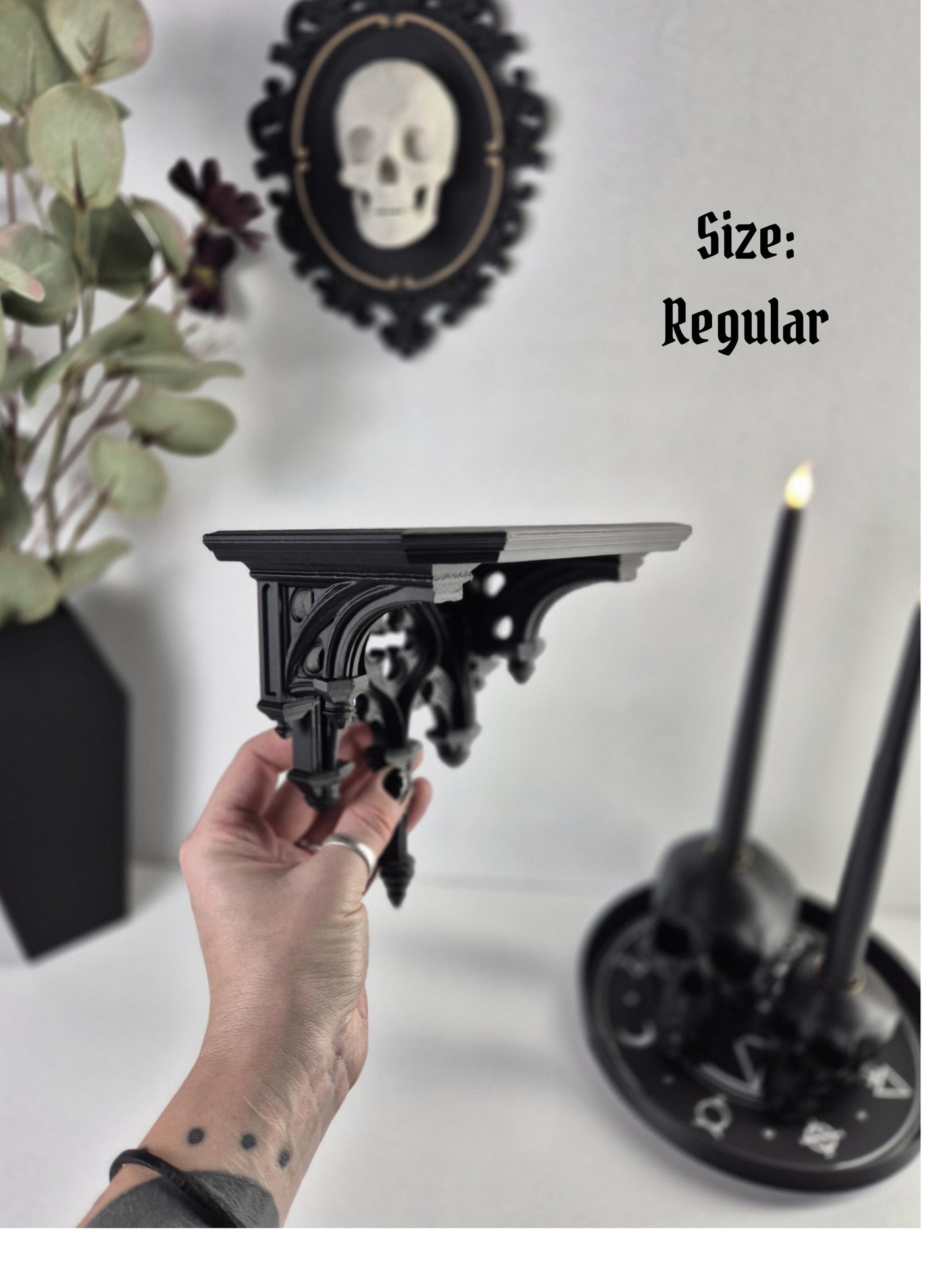 Gothic Cathedral Arch Wall Shelf – 3D Printed Gothic Decor, Shelf for Crystals or Jewelry, Candle Holder, Dark Academia Shelf, Gift for Goth
