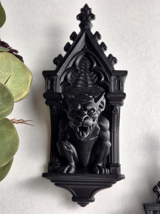Gothic Gargoyle Wall Corbel – Medieval Chimera Bracket, 3D-Printed Gothic Sculpture, Medieval Wall Art, Gothic Wall Hanging, Gothic Gift