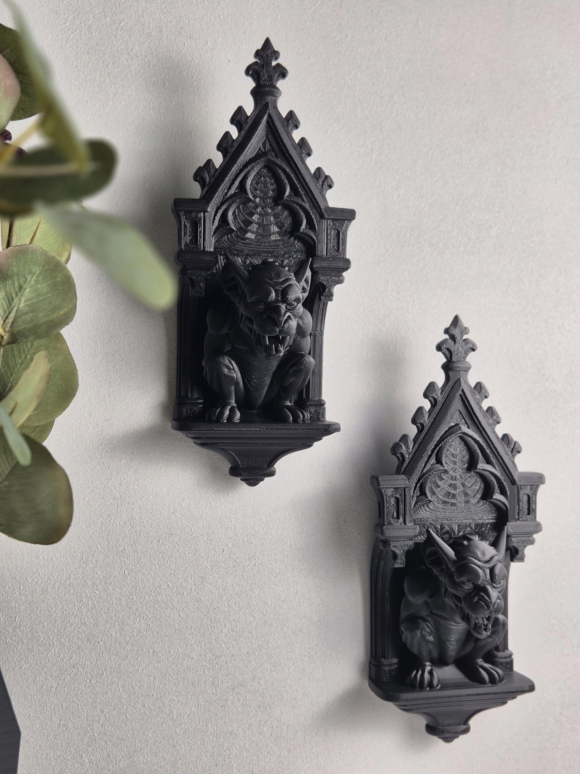 Gothic Gargoyle Wall Corbel – Medieval Chimera Bracket, 3D-Printed Gothic Sculpture, Medieval Wall Art, Gothic Wall Hanging, Gothic Gift