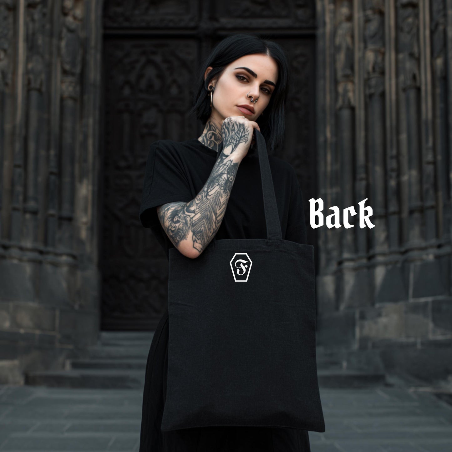 Gothic Tote Bag “Memento Mori” – Dark Academia Cotton Tote with Vintage Art Print– Victorian Macabre Canvas Bag – Gothic Gift