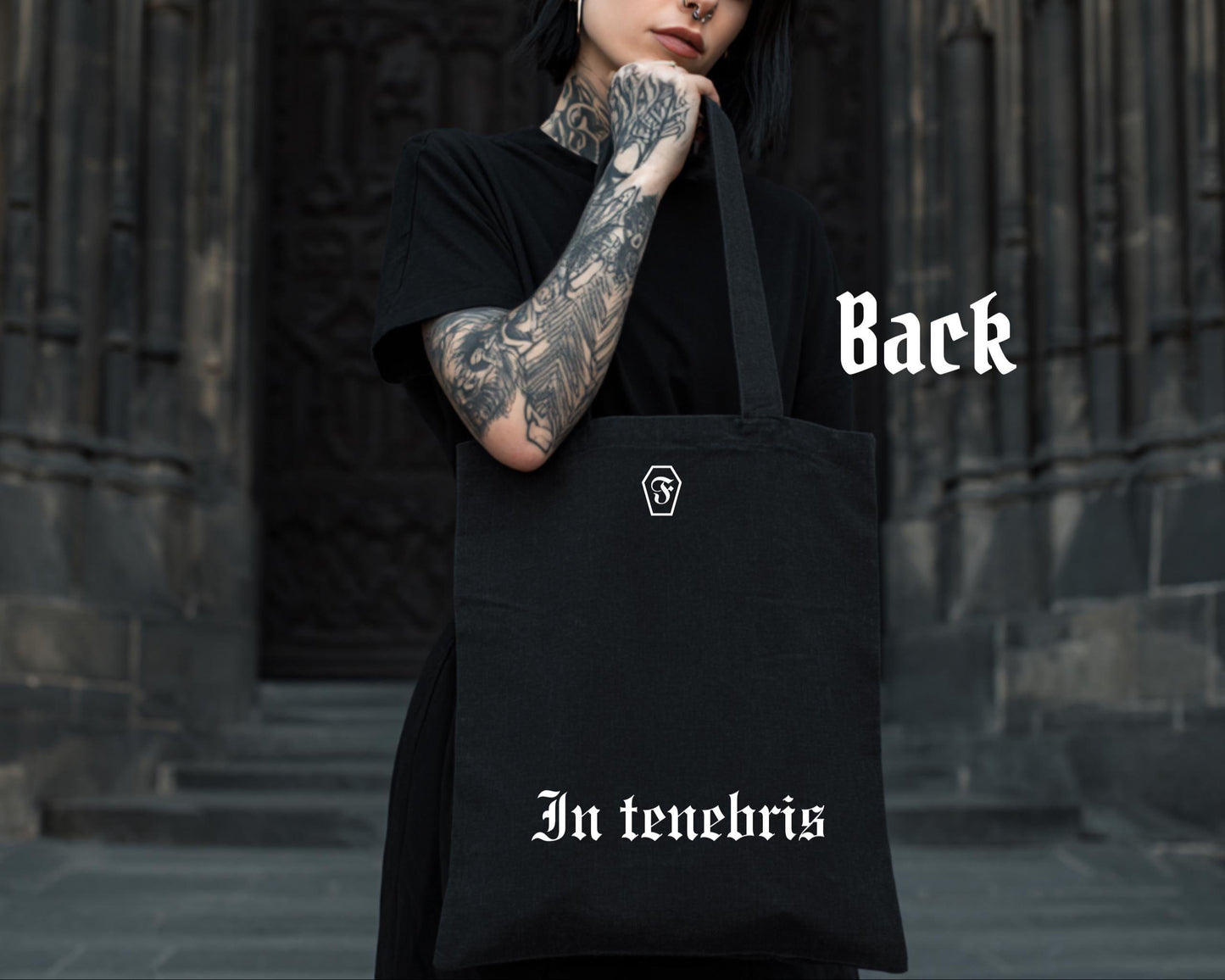 Cathedral Arch Tote Bag V3 – Gothic Architecture Canvas Tote – Dark Aesthetic Bag – Architectural Art Print