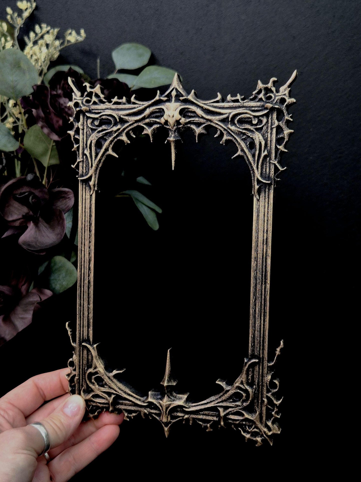 Gothic Frame Black Wall Decor | Ornate Dark Victorian Style Frame | Baroque Goth Wall Art | Occult Home Decor | 3D Printed Frame