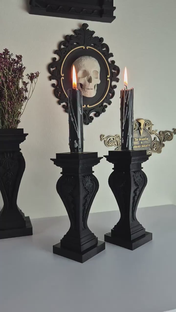 Gothic Candle Holder, 3D Printed Decor, Dark Victorian Home Accent, Witchy Candle Stand, Nocturne’s Embrace