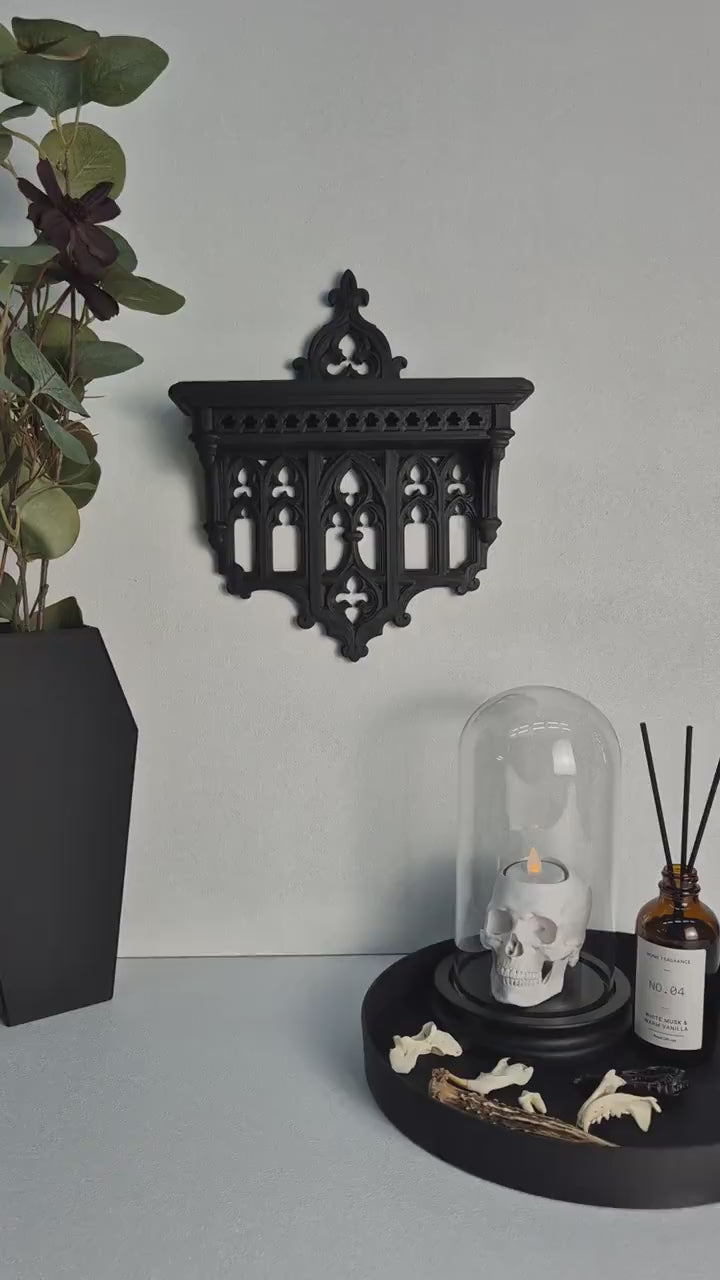 Elegant Victorian Wall Shelf – 3D Printed Gothic Decor, Gothic Decor for Crystals orJewelry, Candle Holder,Dark Academia Shelf,Gift for Goth