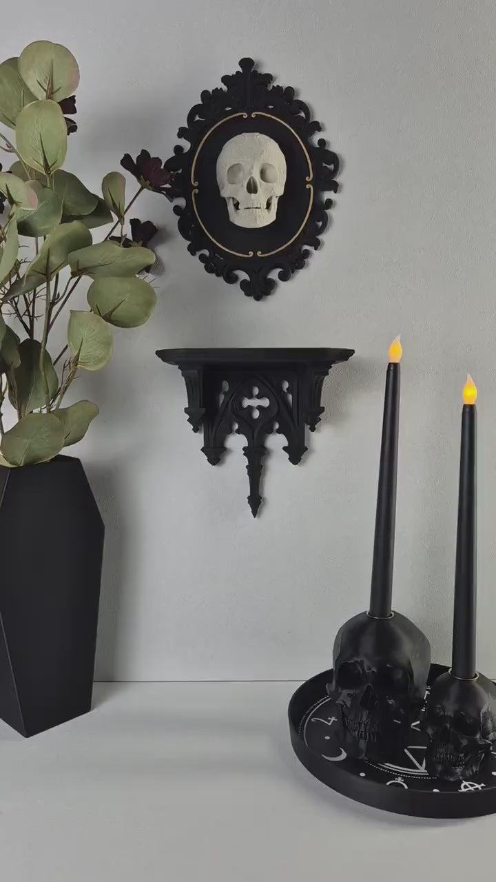 Gothic Cathedral Arch Wall Shelf – 3D Printed Gothic Decor, Shelf for Crystals or Jewelry, Candle Holder, Dark Academia Shelf, Gift for Goth