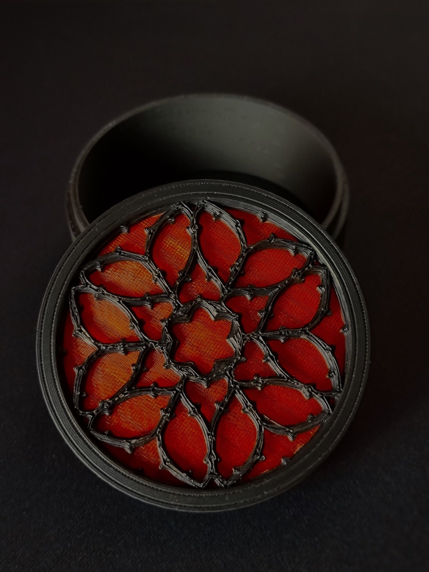 Gothic Jewelry Box "Santa Sangre", Cathedral Rose Window, 3D-PRINTED